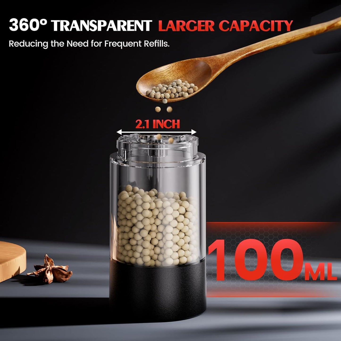 Electric Salt and Pepper Grinder Set Automatic Battery Pepper Mill Shakers Adjustable Coarseness Upgraded Larger Capacity with Led Home and Kitchen Appliances Birthday Gifts for Women Men