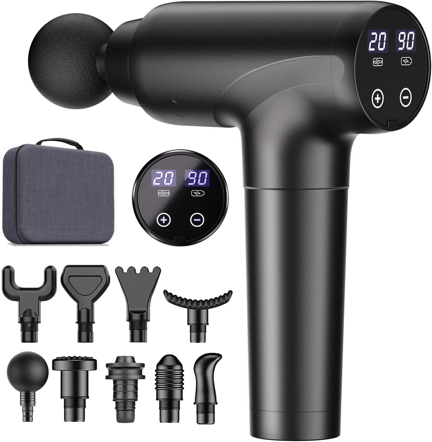 cotsoco deep tissue massage gun with 9 attachment heads and 20 speeds