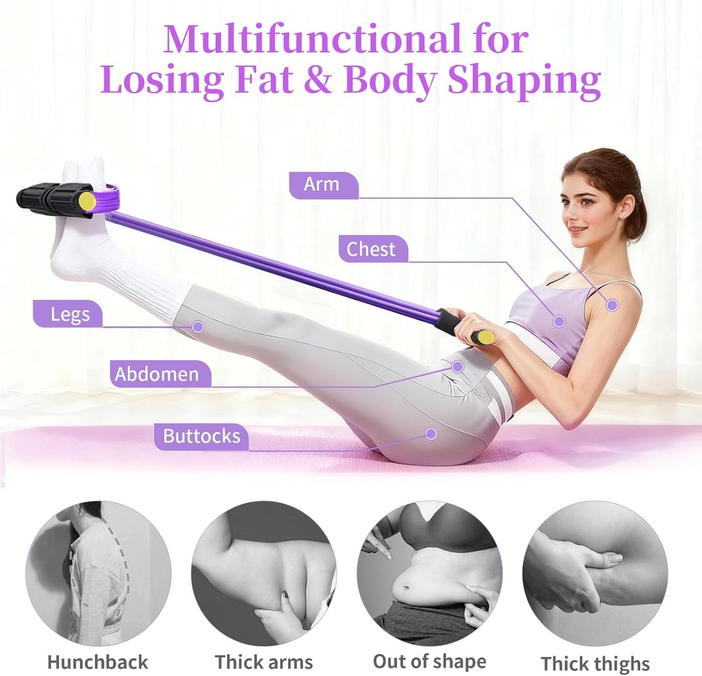 Pedal Resistance Bands with Handles, 6-Tube Tension Training for Full-Body Workout