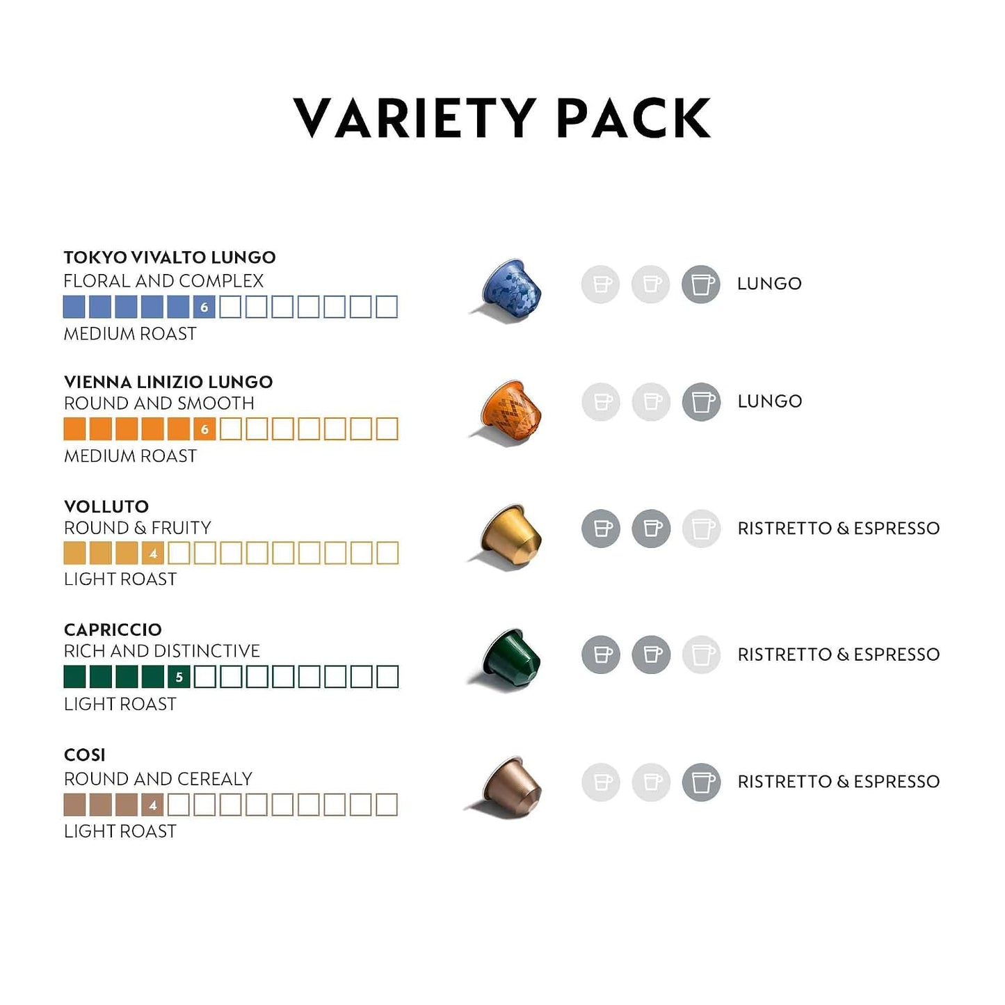 Nespresso Capsules Original Line Variety Pack 50 Count Coffee Pods