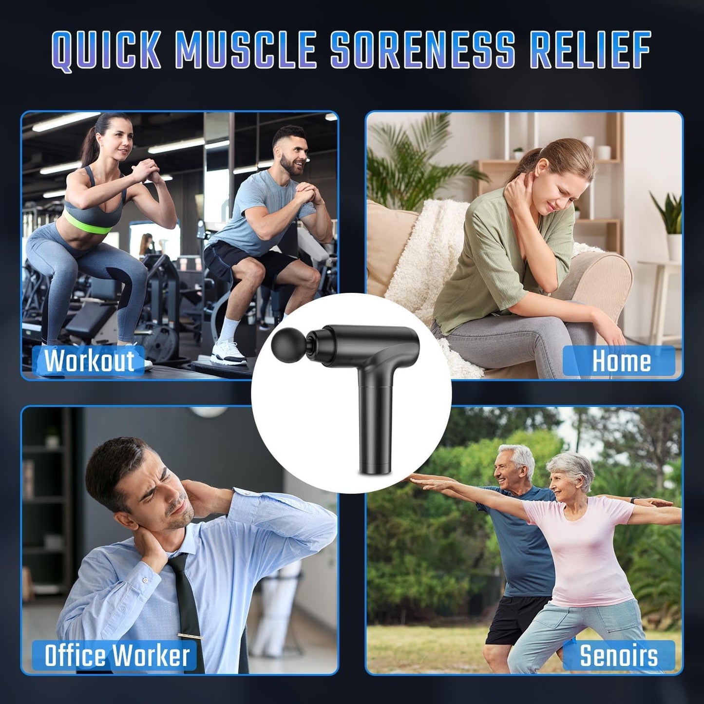 cotsoco deep tissue massage gun with 9 attachment heads and 20 speeds