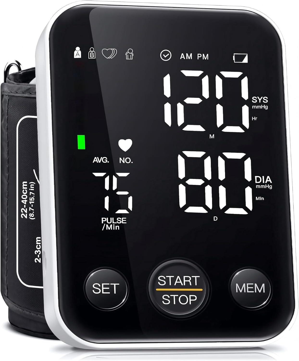 Oklar Upper Arm Blood Pressure Monitor with Large Display and Adjustable Cuff