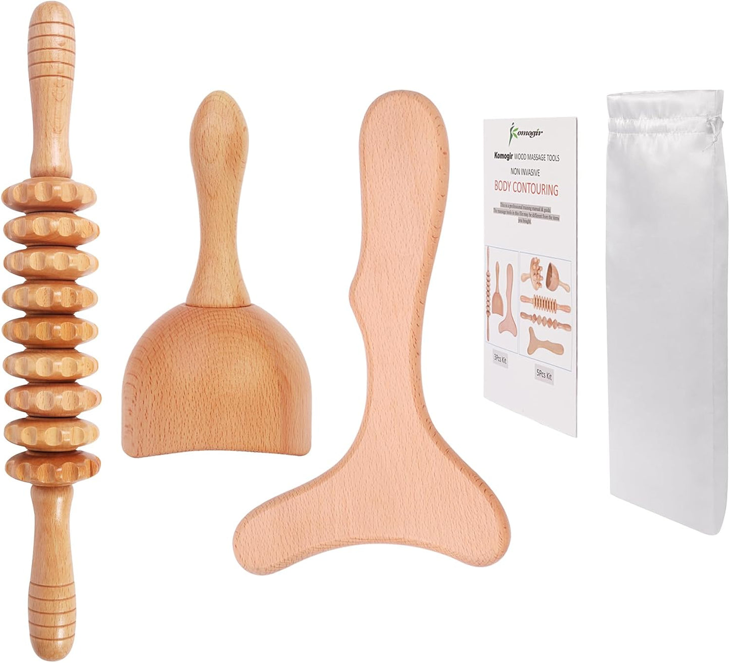 Komogir 3-in-1 Wood Therapy Massage Tools for Lymphatic Drainage and Body Sculpting