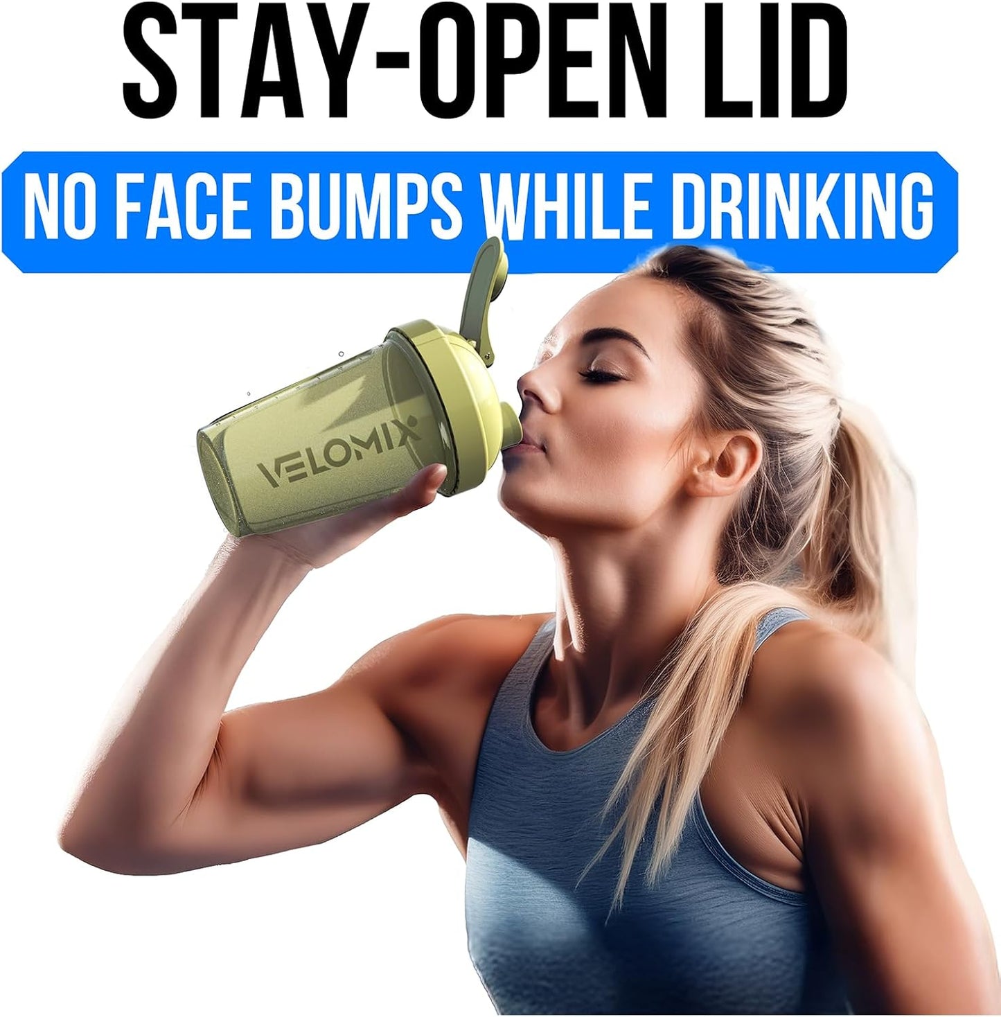 VELOMIX 20oz Protein Shaker Bottle, Leak-Proof, Dishwasher Safe