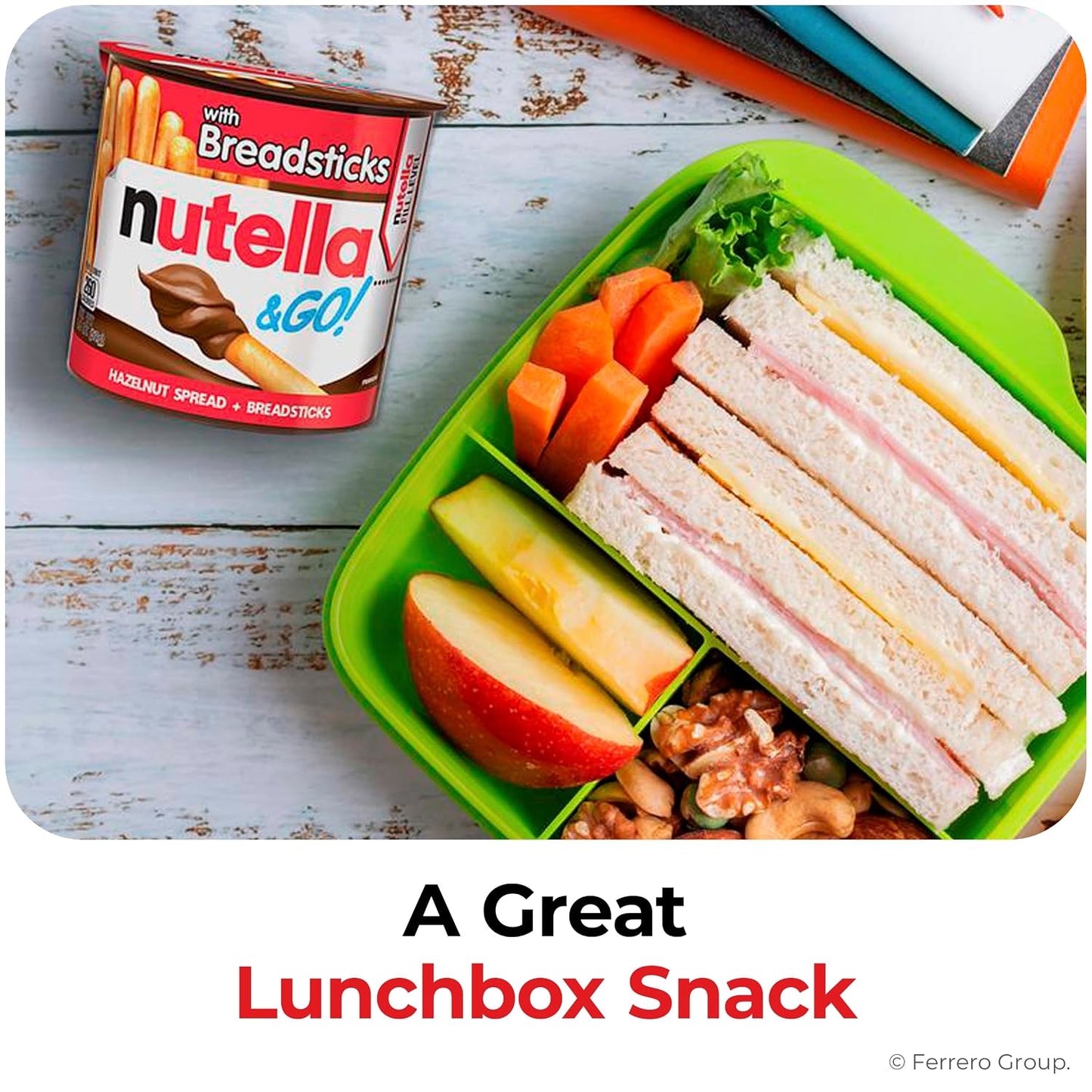 Nutella & GO! Chocolate Hazelnut Spread with Breadsticks, 4 Snack Packs, 1.8 oz Each