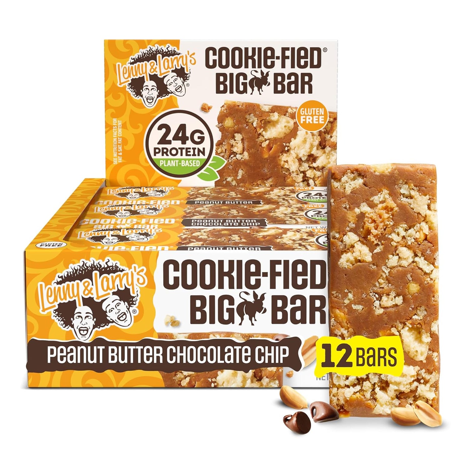Lenny & Larry's Cookie-fied BIG BAR - Chocolate Chip Cookie Dough Vegan Protein Bars