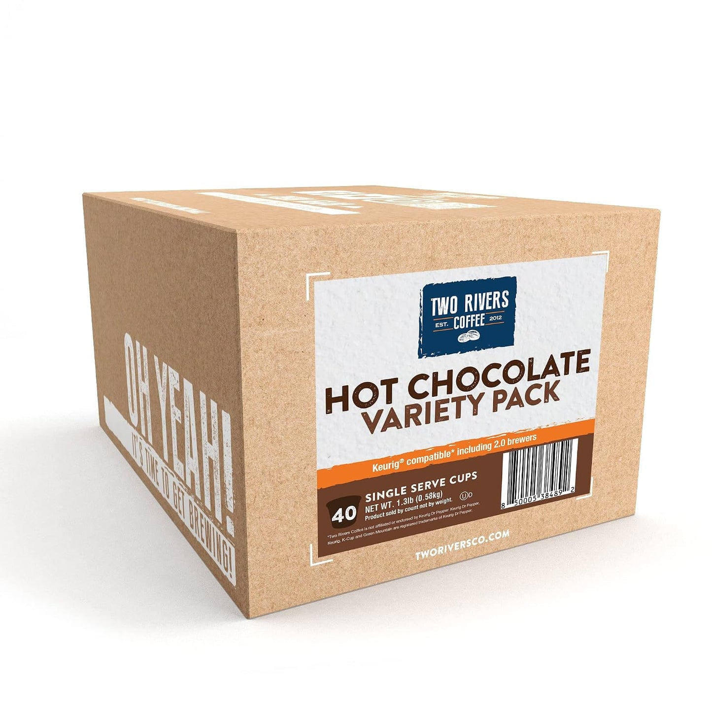 Two Rivers Coffee Hot Chocolate Pods Single Serve Cocoa Variety Sampler Pack Compatible with 2.0 Keurig K-Cup Brewers, 40 Count