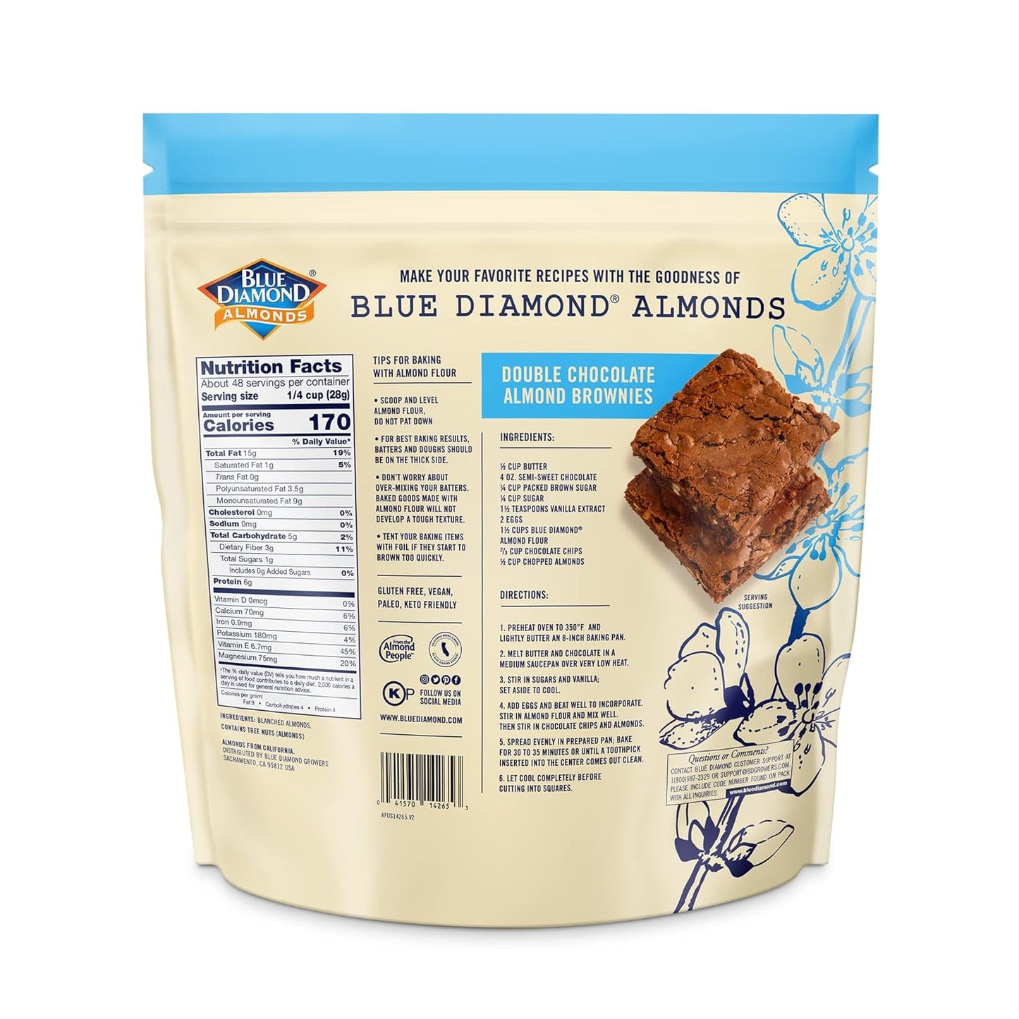 blue diamond almond flour gluten free blanched finely sifted baking keto paleo 48 oz