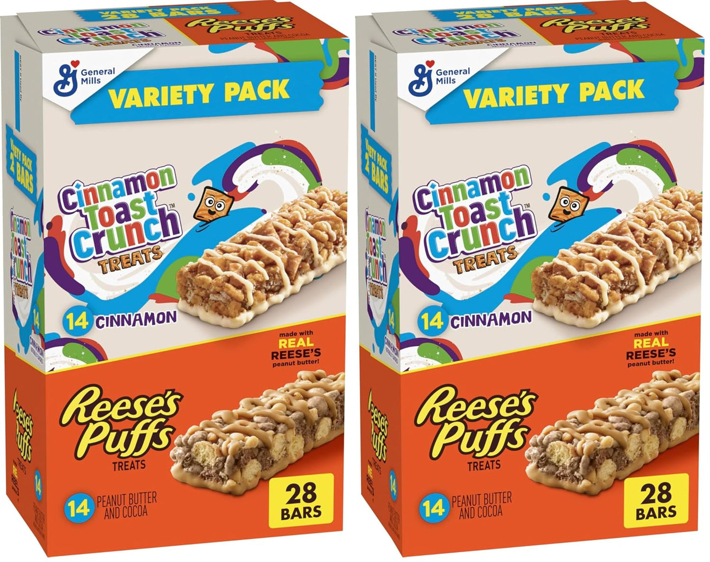 Cinnamon Toast Crunch and REESE'S PUFFS Cereal Bars Value Pack 28 Ct 23.8 oz