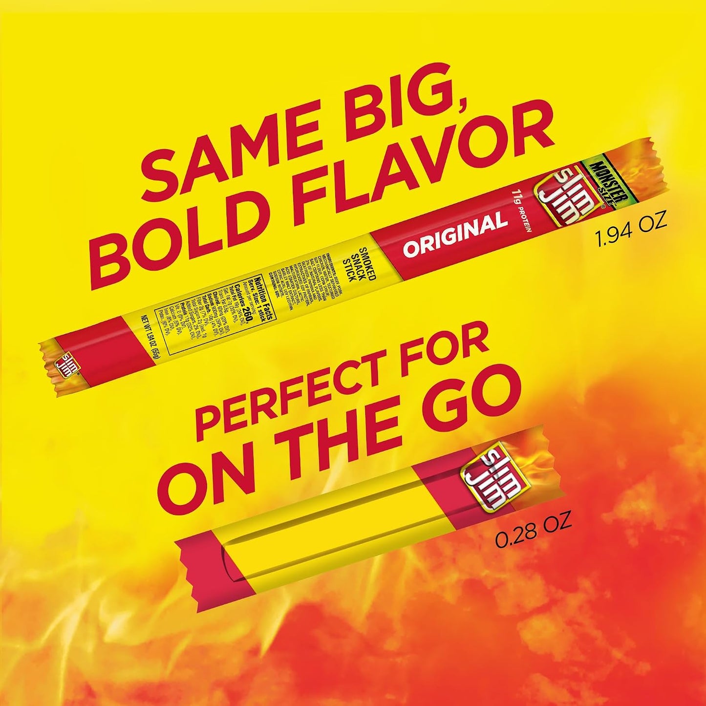 Slim Jim Original Snack Size Sticks, 46 Count, 0.28 oz Each, Beef, Pork, Chicken