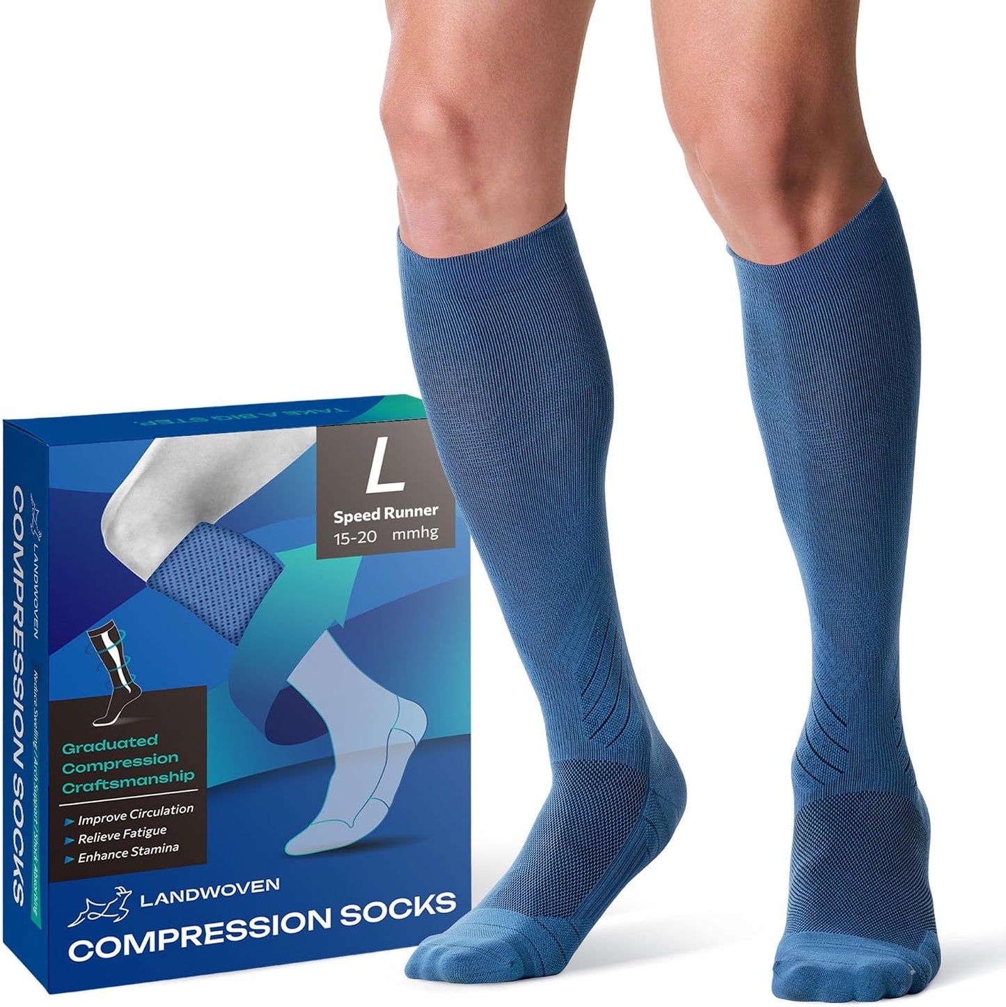 Knee Length Compression Socks for Women and Men, 15-20mmHg