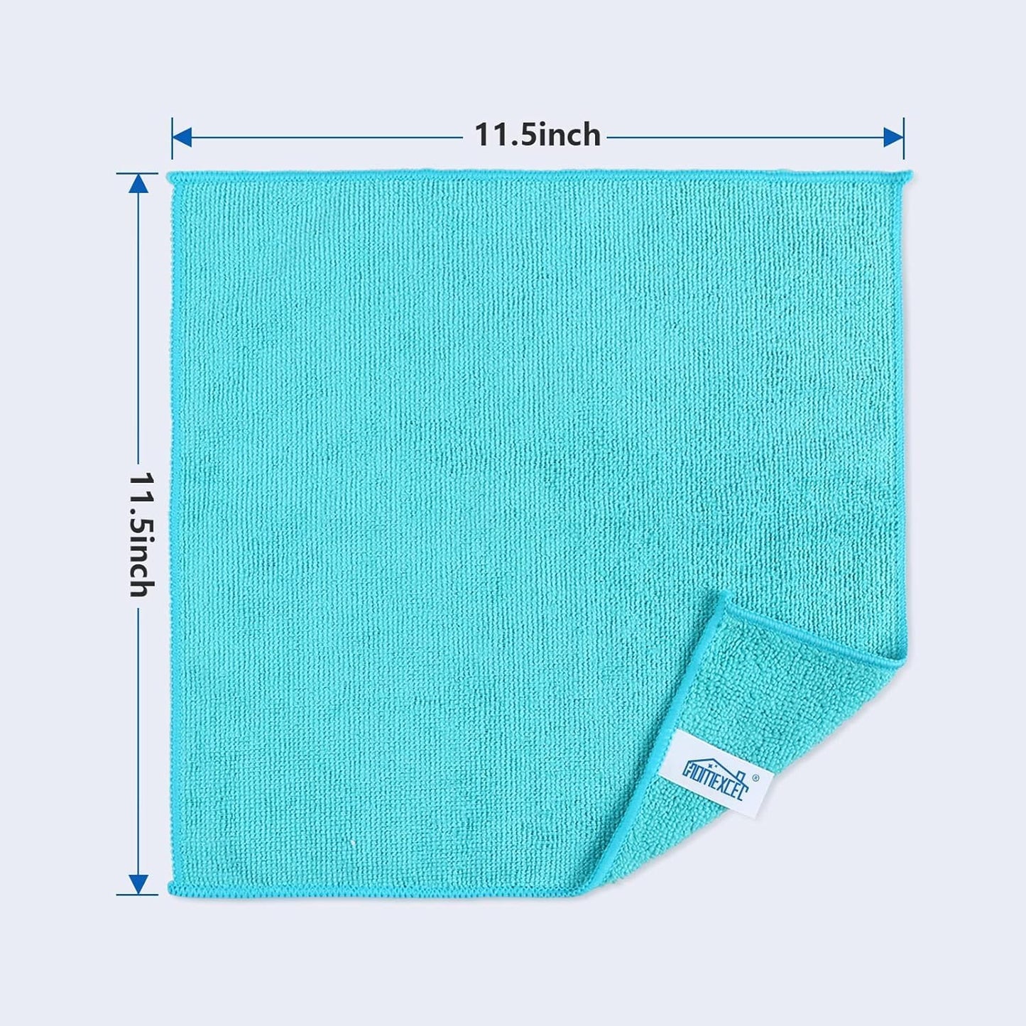 HOMEXCEL 12PK Microfiber Cleaning Cloth, Cleaning Rag for Home, 11.5x11.5in | Reusable, Lint Free, Scratch-Free and Highly Absorbent Towels for Kitchen, Window and Glass, Cars (Green/Blue/Yellow/Pink)
