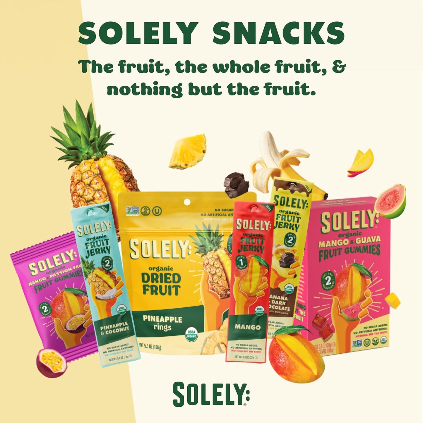 Organic Mango Fruit Jerky - 12 Individually Wrapped Fruit Strips - Snacks, Vegan