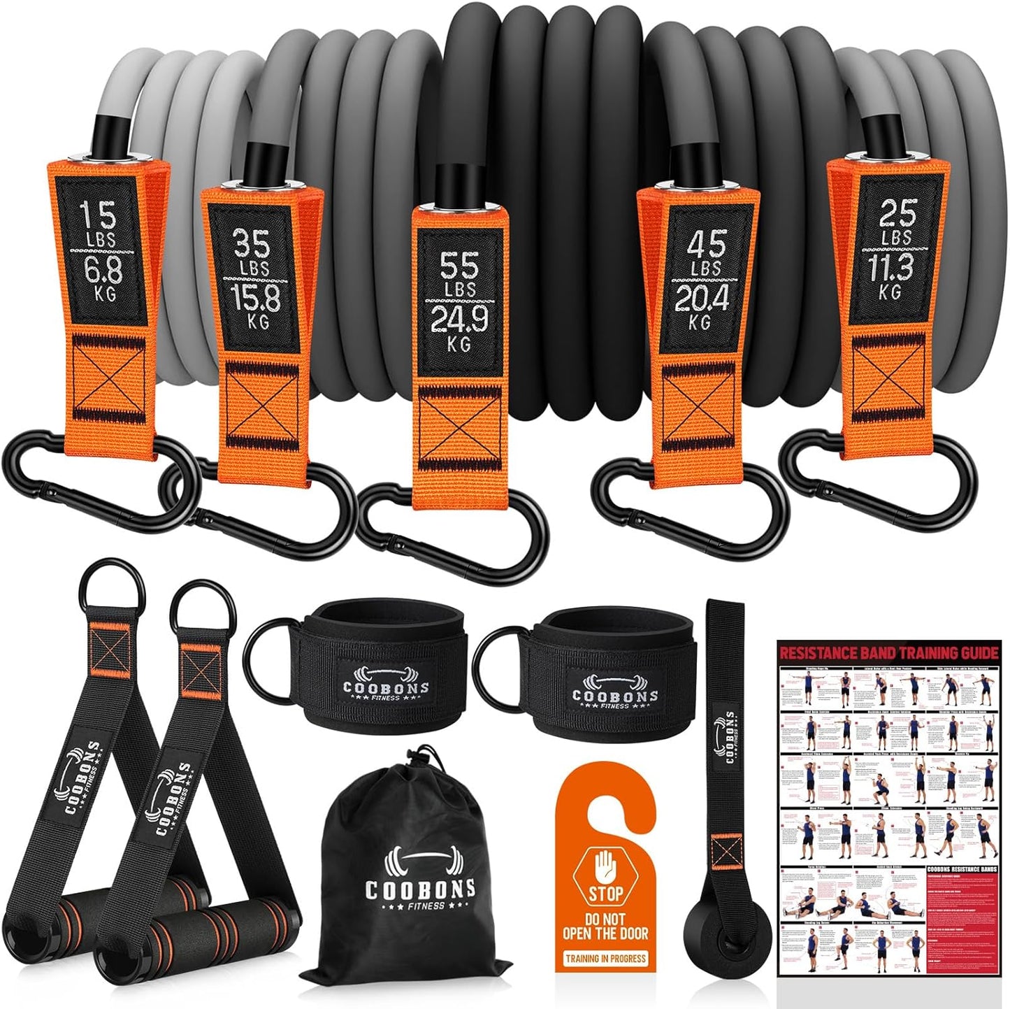 Resistance Bands with Handles, 175lb Exercise Bands for Fitness