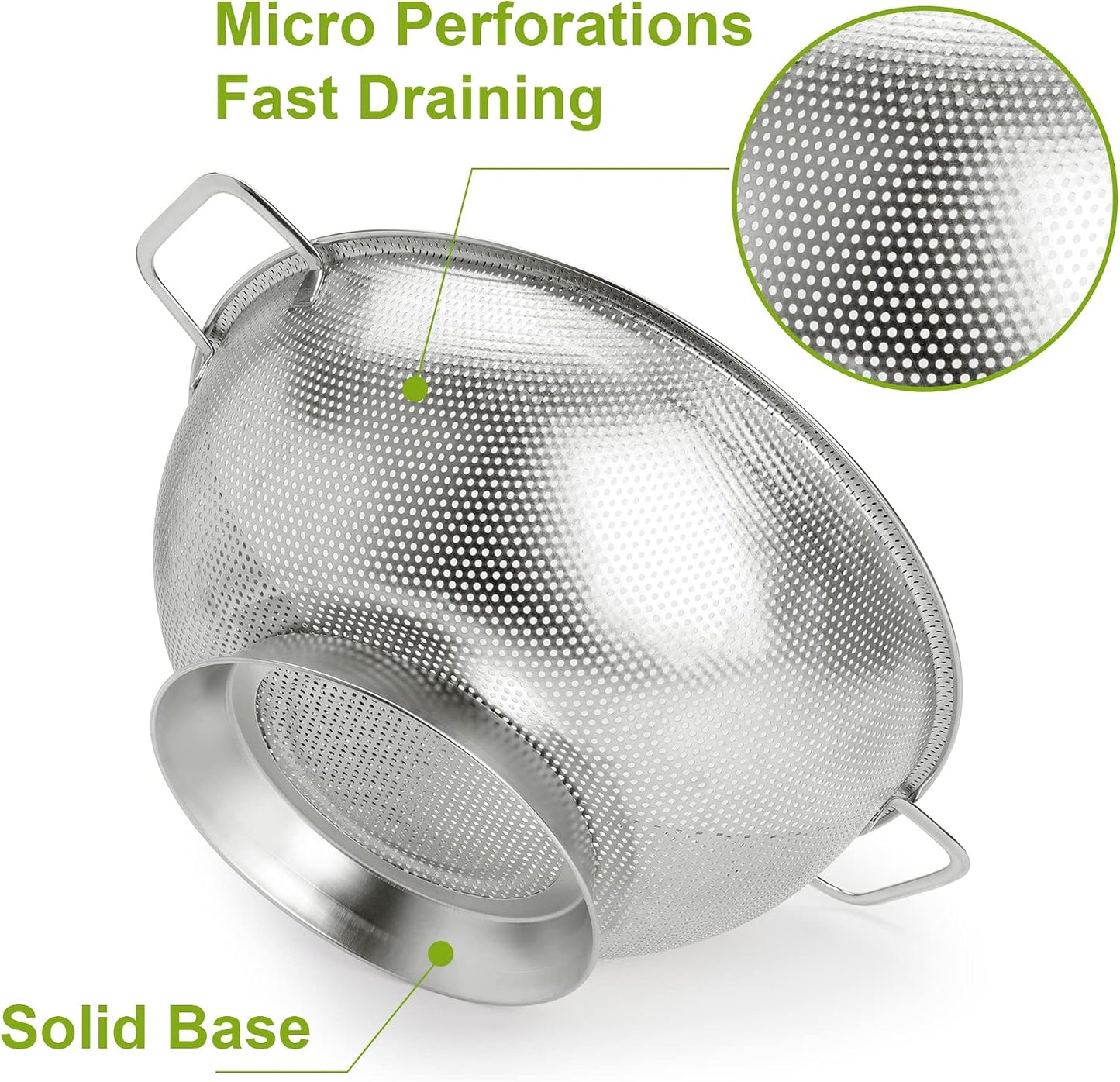 Gulex Colander Stainless Steel 3-Quart, Strainer Kitchen, Dishwasher Safe