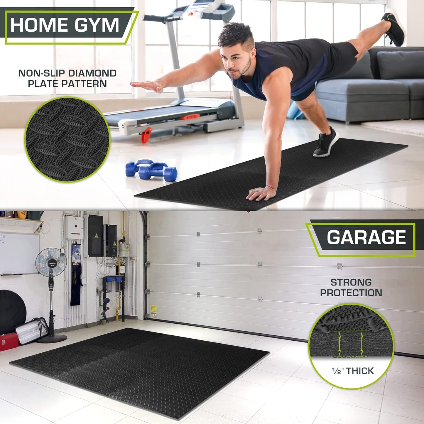 ProsourceFit ½ in EVA Interlocking Foam Tiles, 24 Sq Ft - 6 Tiles