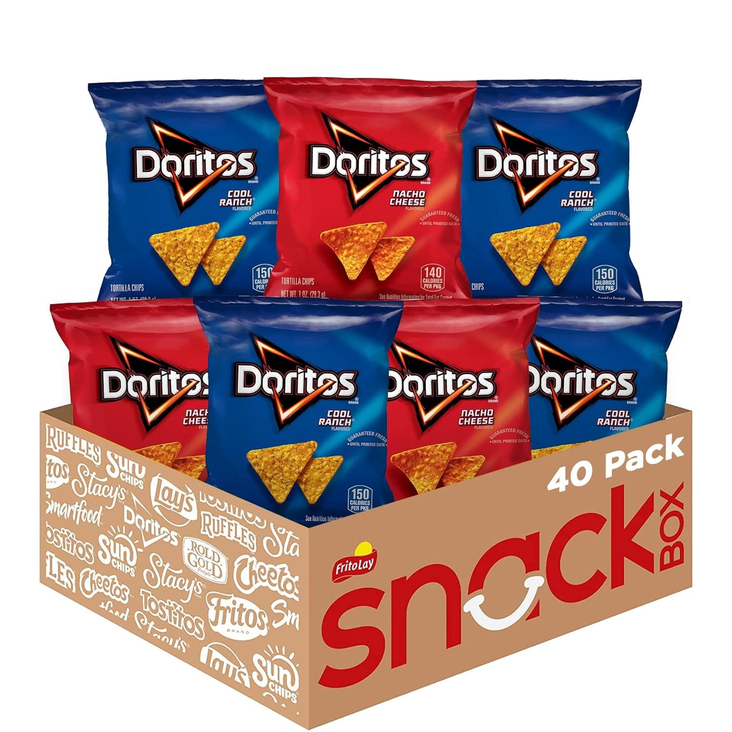 Doritos Flavored Tortilla Chips Variety Pack with 40 Bags in Different Flavors