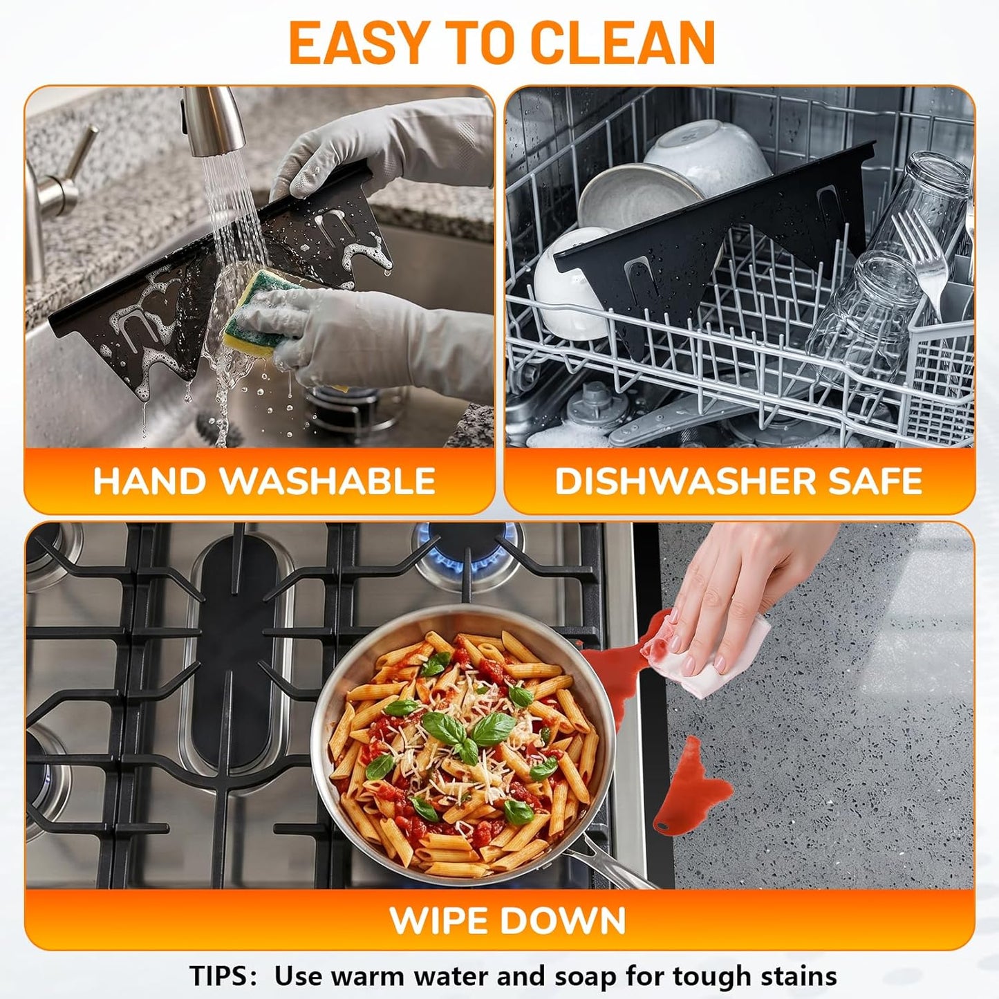 Stainless Steel Stove Gap Covers,Stove Gap Filler, Range Trim Kit, Stove Gap Guards, Heat Resistant and Easy to Clean, Easy retractable Length 13.8" to 27.5", Width 0.79",Black(2PCS)