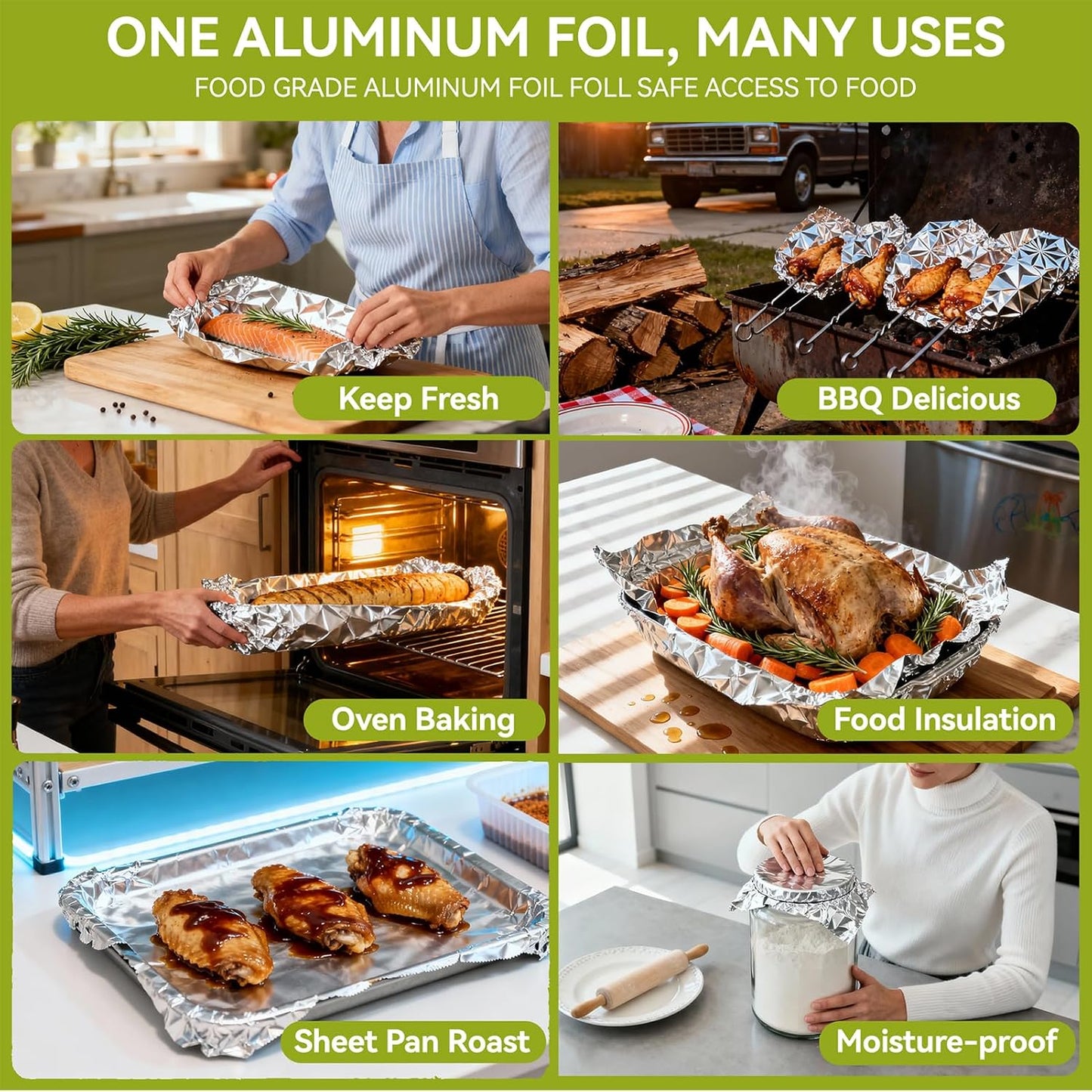 Aluminum Foil Roll, 12in x 350Sq Ft Aluminum Foil, Thick Strong Tin Foil with Cutter, Food Safe Cling Wrap for Cooking, Baking, Roasting, Grilling, Freezer Storage