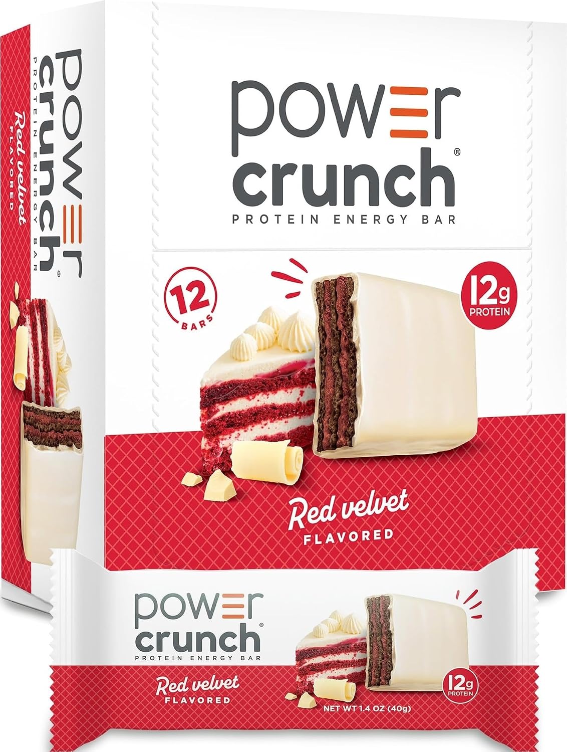 Power Crunch Protein Energy Wafer Bars, Red Velvet, 12 Count
