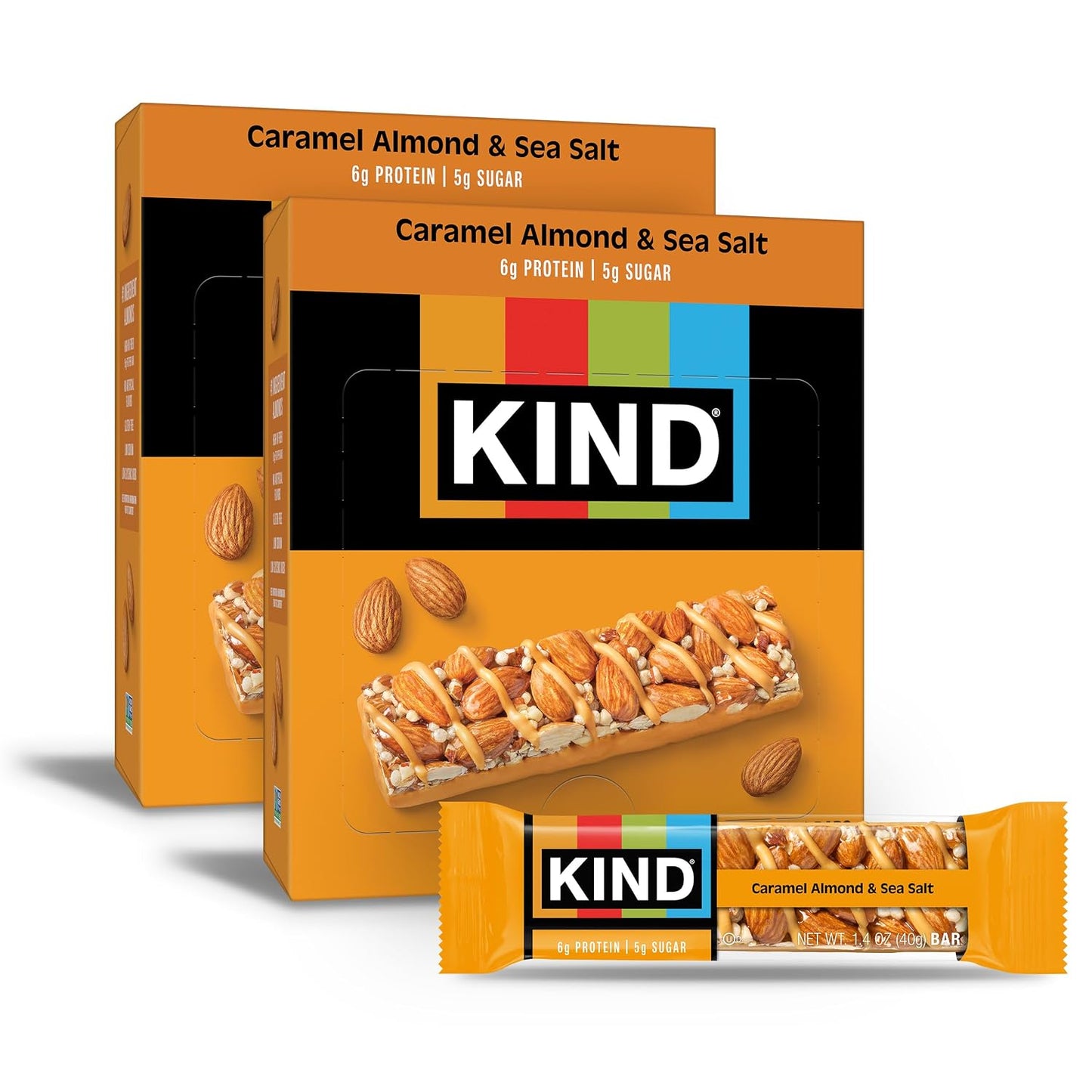 KIND Dark Chocolate Nuts & Sea Salt Snack Bars, 24 Count, Gluten Free, Low Sugar, High Fiber