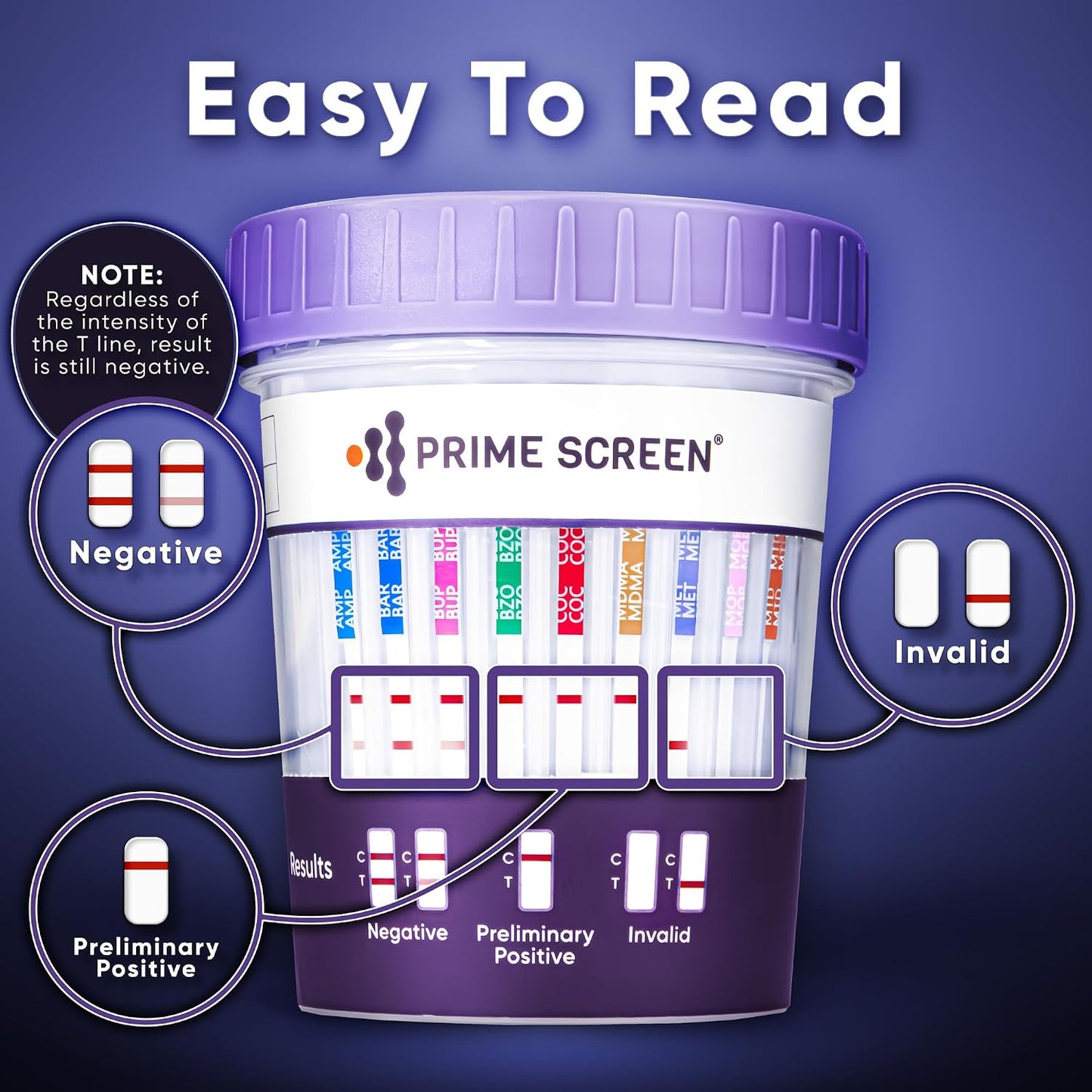 Prime Screen 14 Panel Urine Drug Test Cup - Instant Testing for 14 Drugs