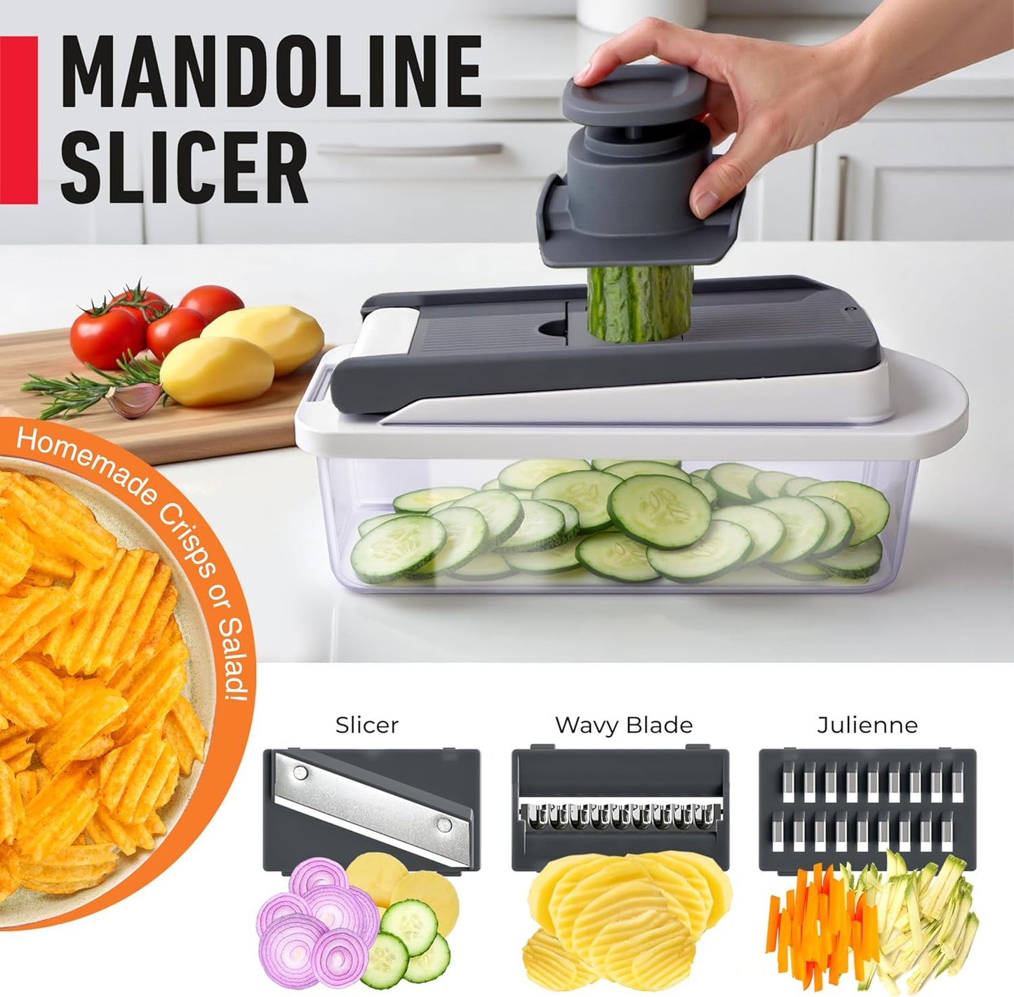 Mueller The Real Original Pro Vegetable Chopper & Mandoline Slicer, 10-in-1 | since 2013, 8 Blade Food Veggie Chopper, Onion Vegetable Cutter with Container, Kitchen Gadgets & Essentials