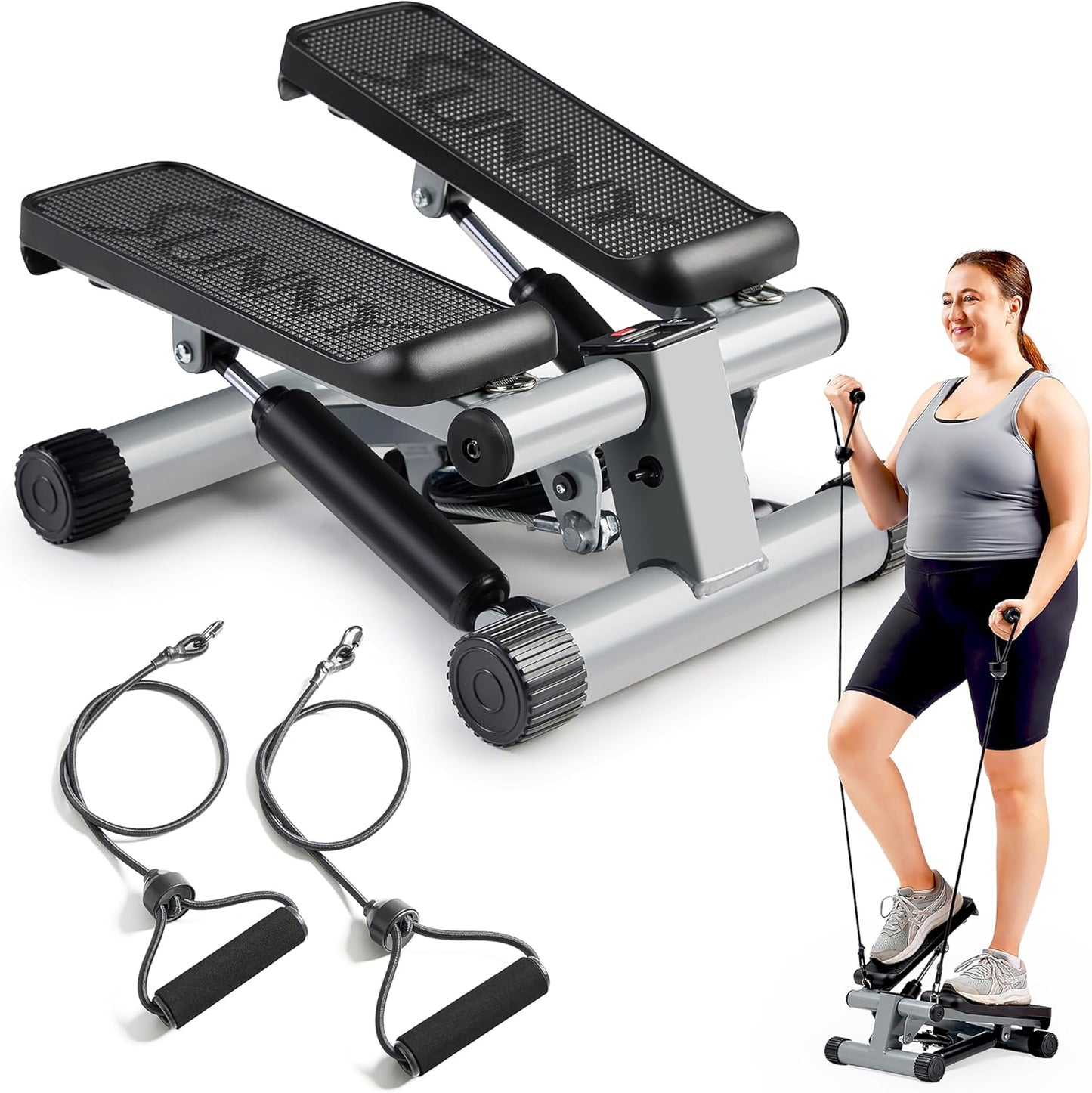 Sunny Health & Fitness Mini Stepper, 300 lb Capacity, Resistance Bands