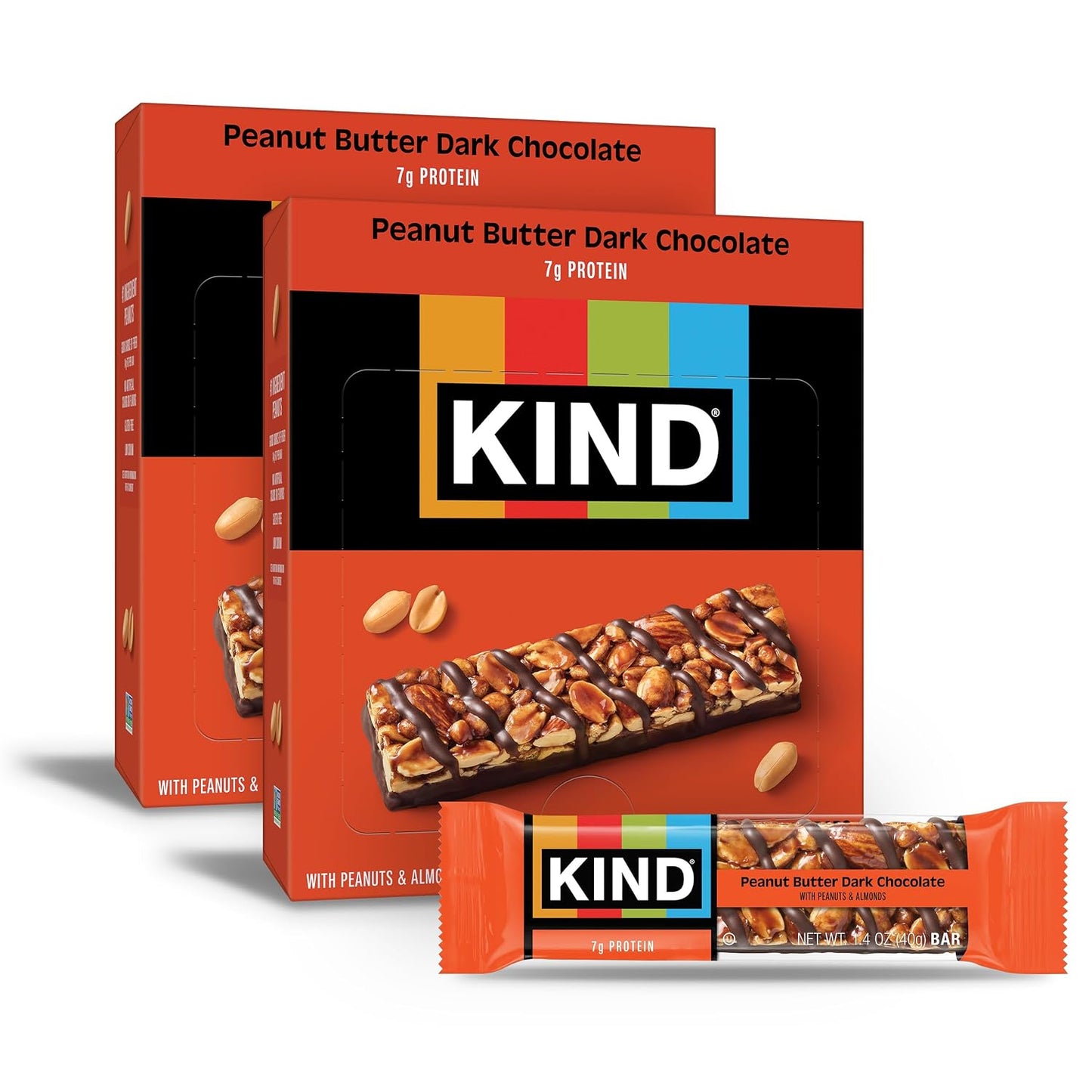 KIND Dark Chocolate Nuts & Sea Salt Snack Bars, 24 Count, Gluten Free, Low Sugar, High Fiber