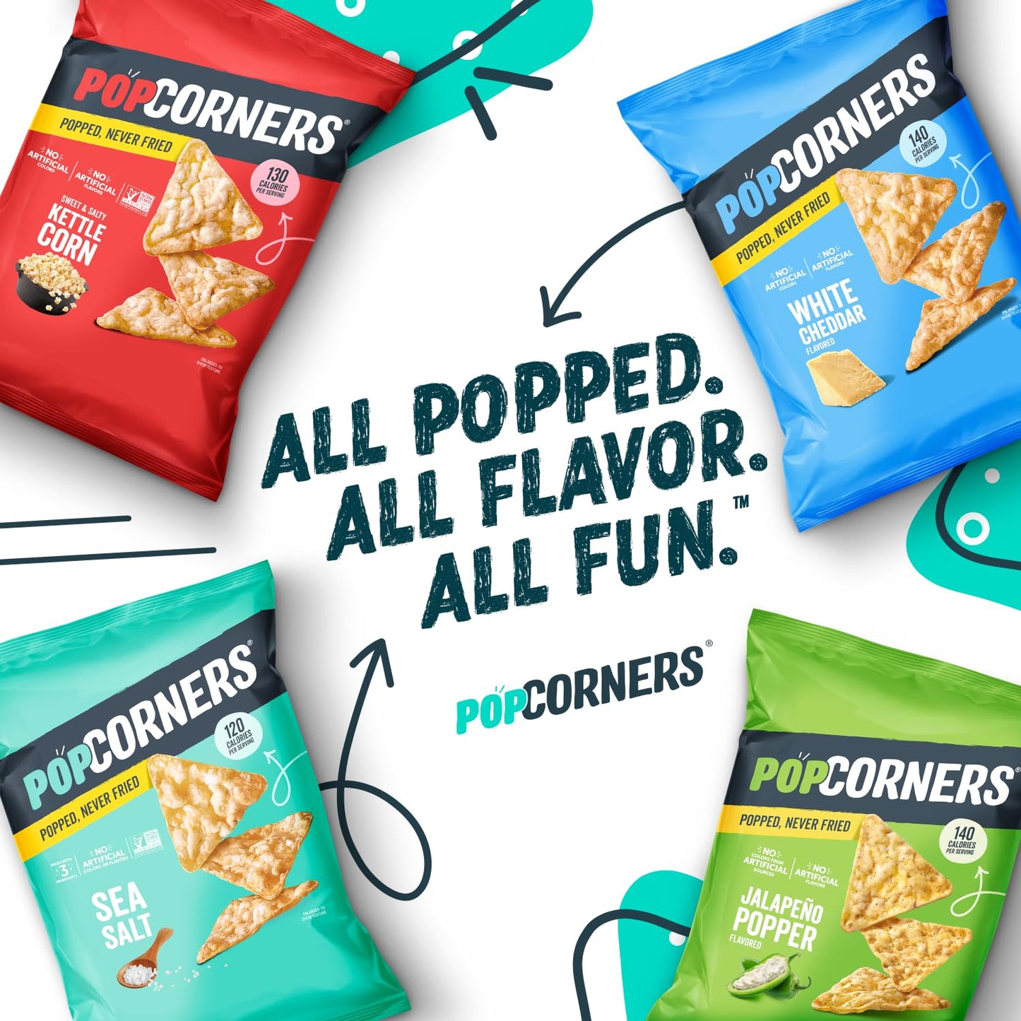 PopCorners 7 flavor variety snack pack, 20 pack, 1 oz bags, gluten free, non-gmo project verified