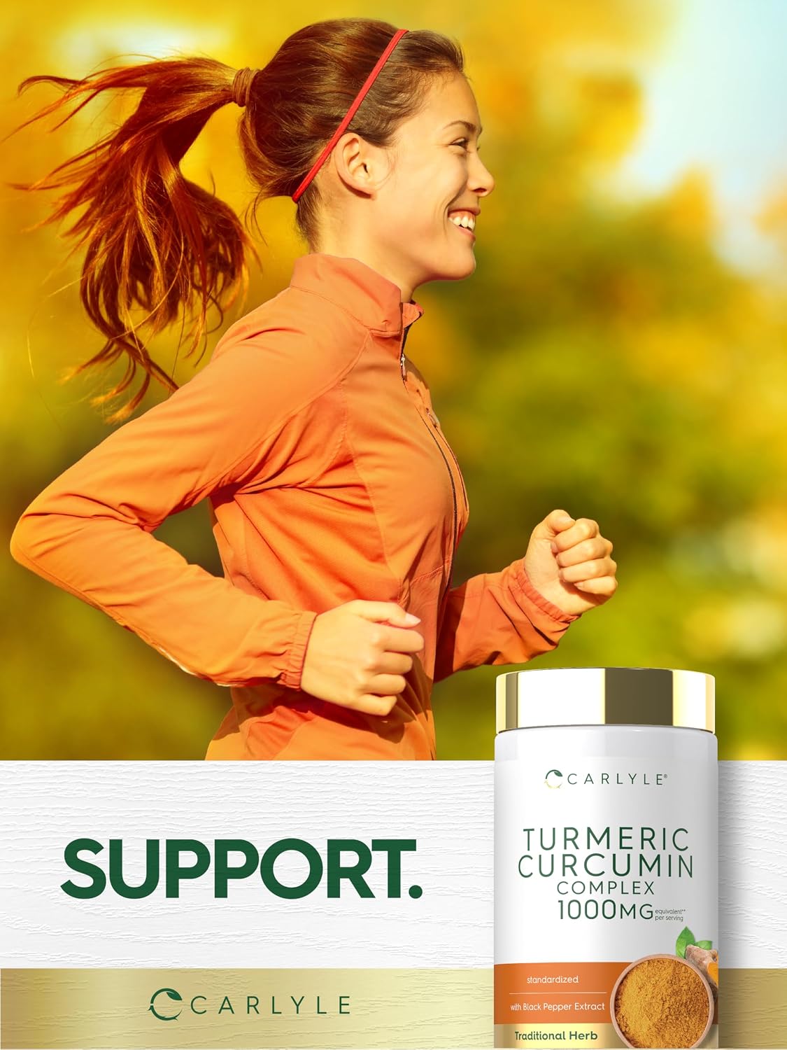 Carlyle Turmeric Curcumin with Black Pepper | 180 Capsules | Turmeric Complex Supplement | Non-GMO, Gluten Free