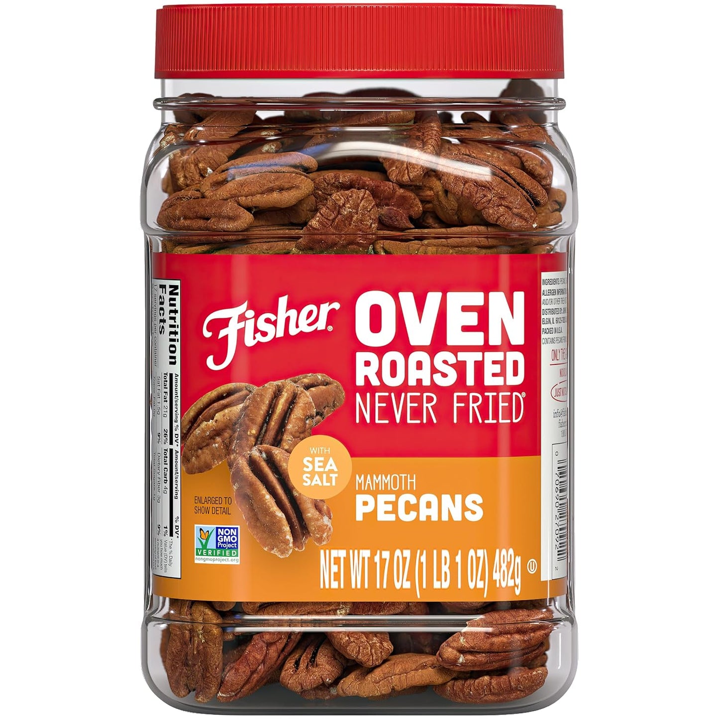 Fisher Oven Roasted Mixed Nuts with Peanuts, 24 Ounces, Reusable Canister
