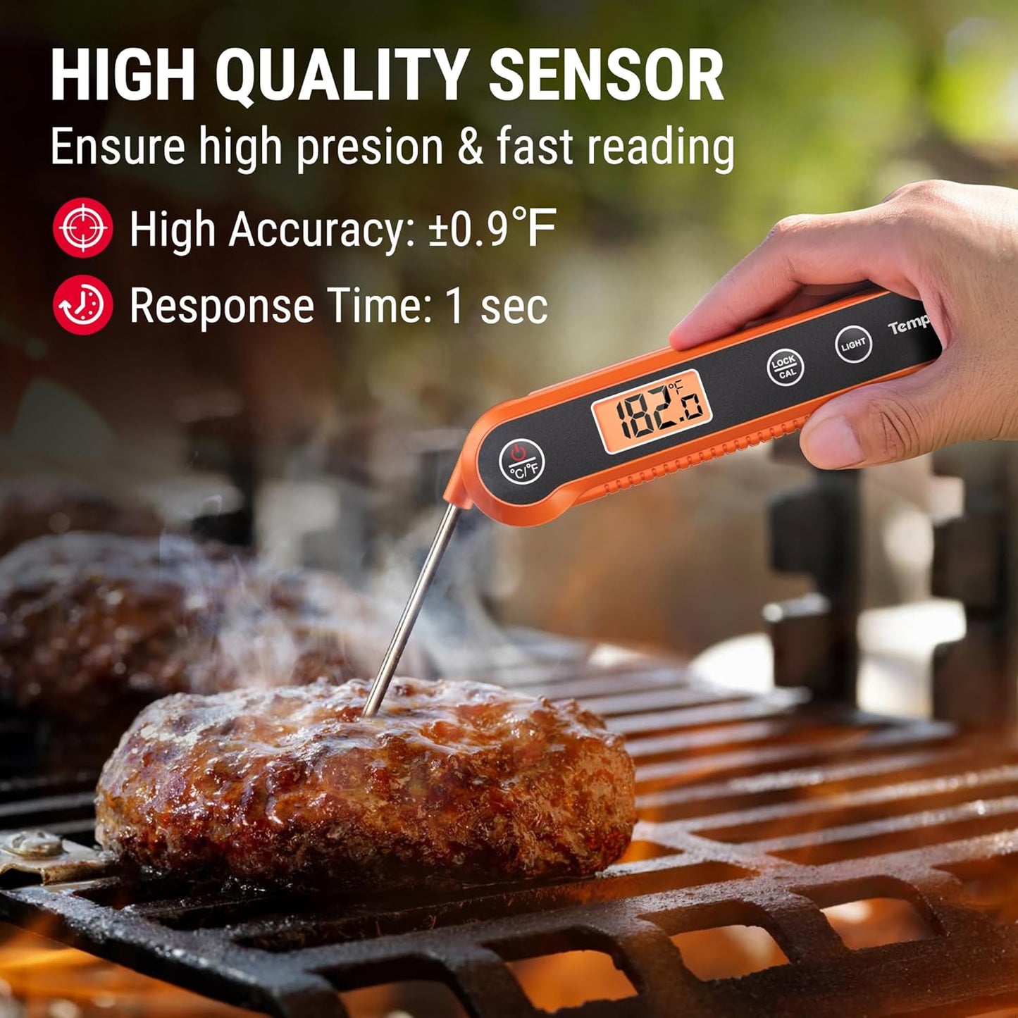 TempPro TempSwift 1 Sec Meat Thermometer Digital for Kitchen Cooking Food | 3.9 inches Long Probe, Calibration, Backlight, Bread Baking Sourdough Liquids Candy Making Accessories (Previously ThermoPro)