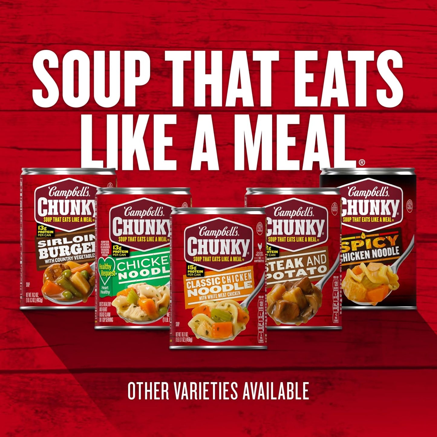 Campbell's Chunky Sirloin Burger with Country Vegetable Beef Soup, 16.3 oz Cans (Pack of 8)