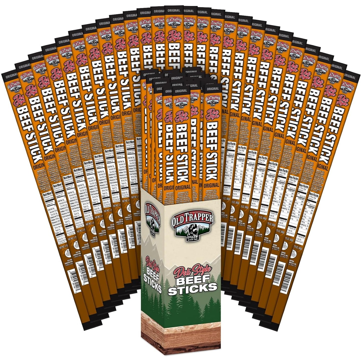 Old Trapper Original Deli-Style Beef Sticks, 15-Ounce Package, Perfect for On-the-Go Snacking