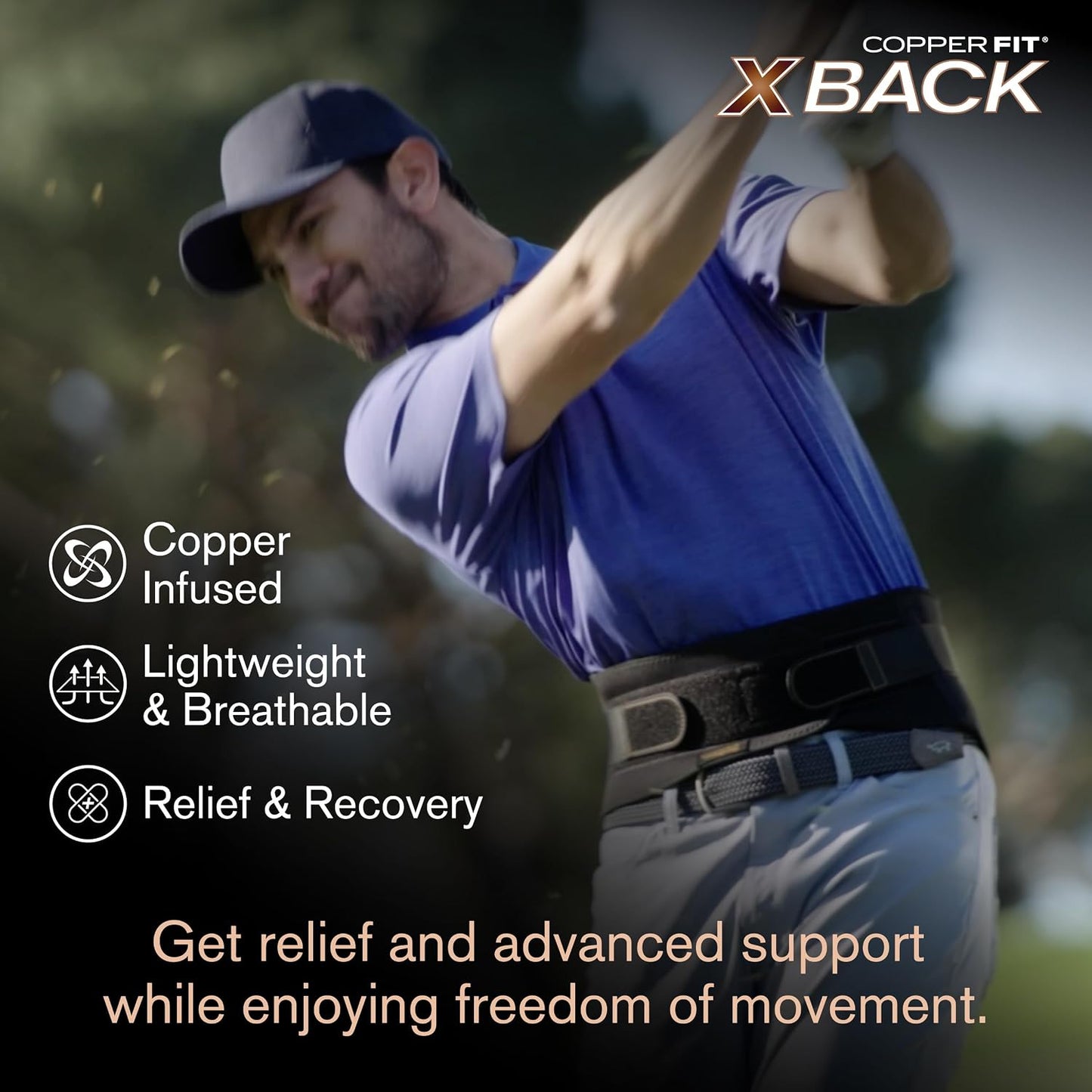 Copper Fit X-Back Brace for Lower Back Pain and Lumbar Support - Adjustable and Breathable Design