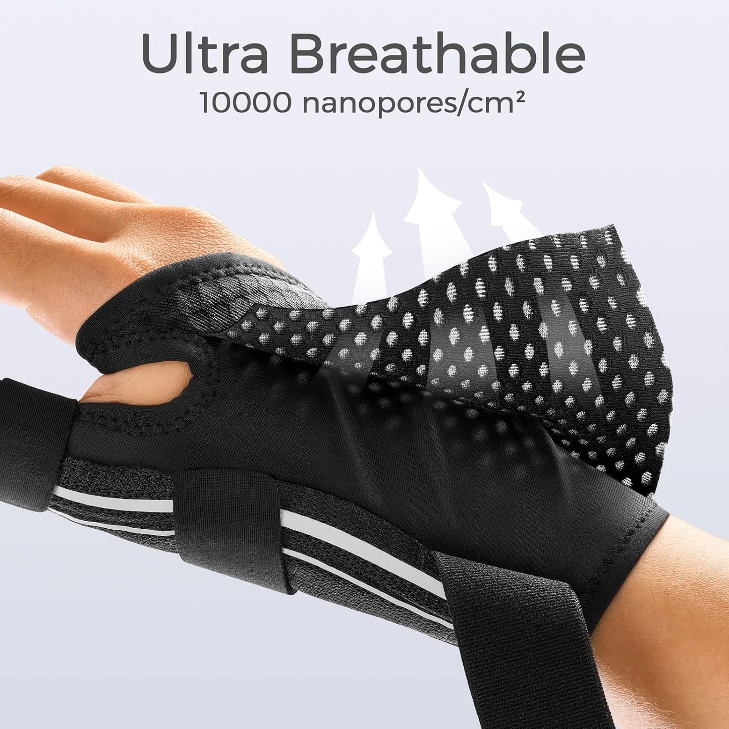 FREETOO Thumb Brace Support for Arthritis Pain and Tendonitis, Right or Left Hand, White, S/M