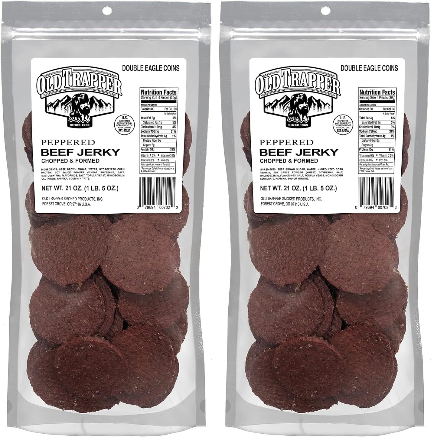 Old Trapper Double Eagle Beef Jerky, 21 Ounce Package, 10 Grams of Protein and 80 Calories per Serving