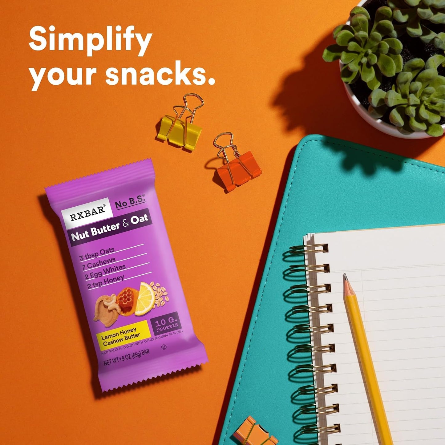RXBAR Nut Butter and Oat Protein Bars, 12 Count, 23.2oz Box, Lemon Honey Cashew Butter