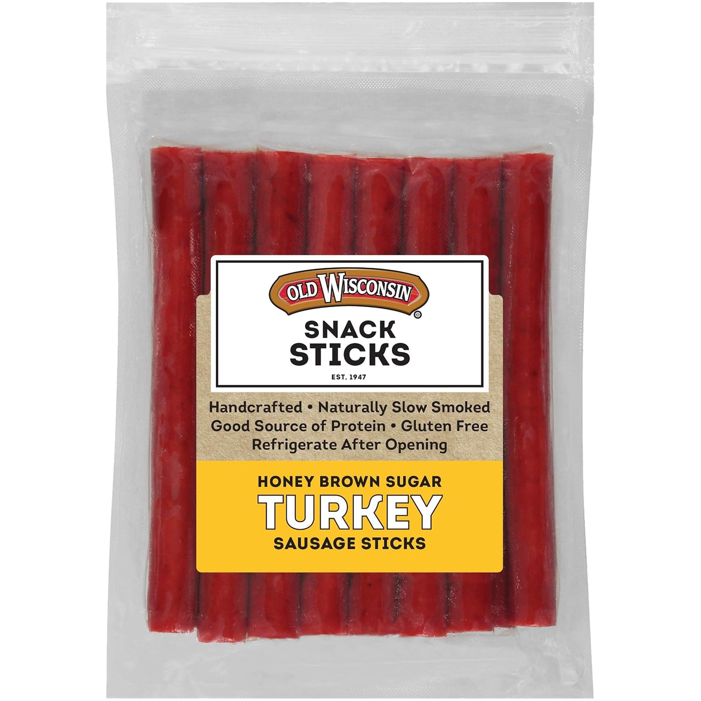 Old Wisconsin Turkey Sausage Snack Sticks, 16 Ounce Resealable Package, Naturally Smoked, High Protein, Low Carb, Keto, Gluten Free