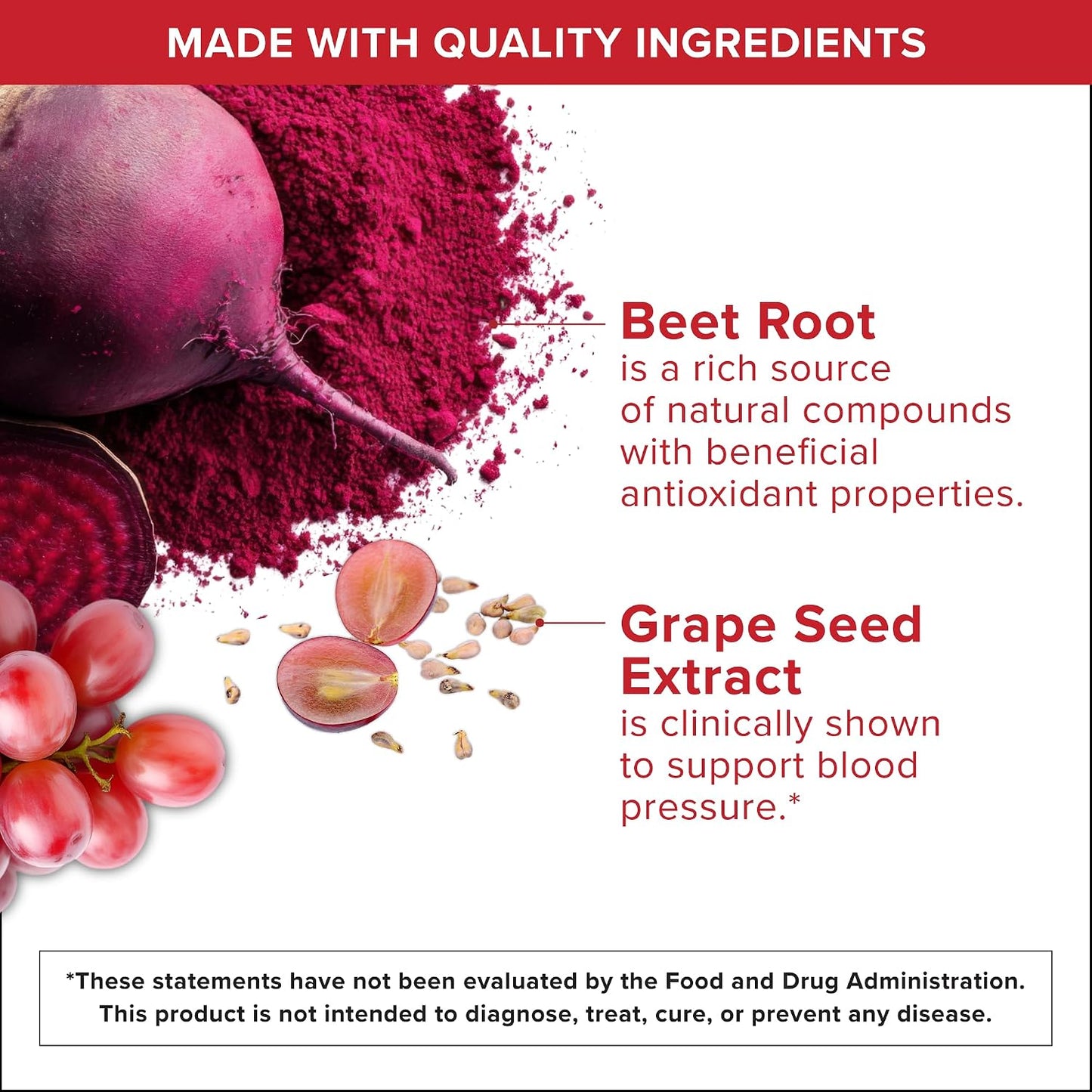 Qunol Blood Pressure Support, 3 in 1 Beets + CoQ10 + Grape Seed Extract, Beet Root Capsules that Supports Healthy Blood Circulation & Heart Healthy Energy, 60 Count (Pack of 1)