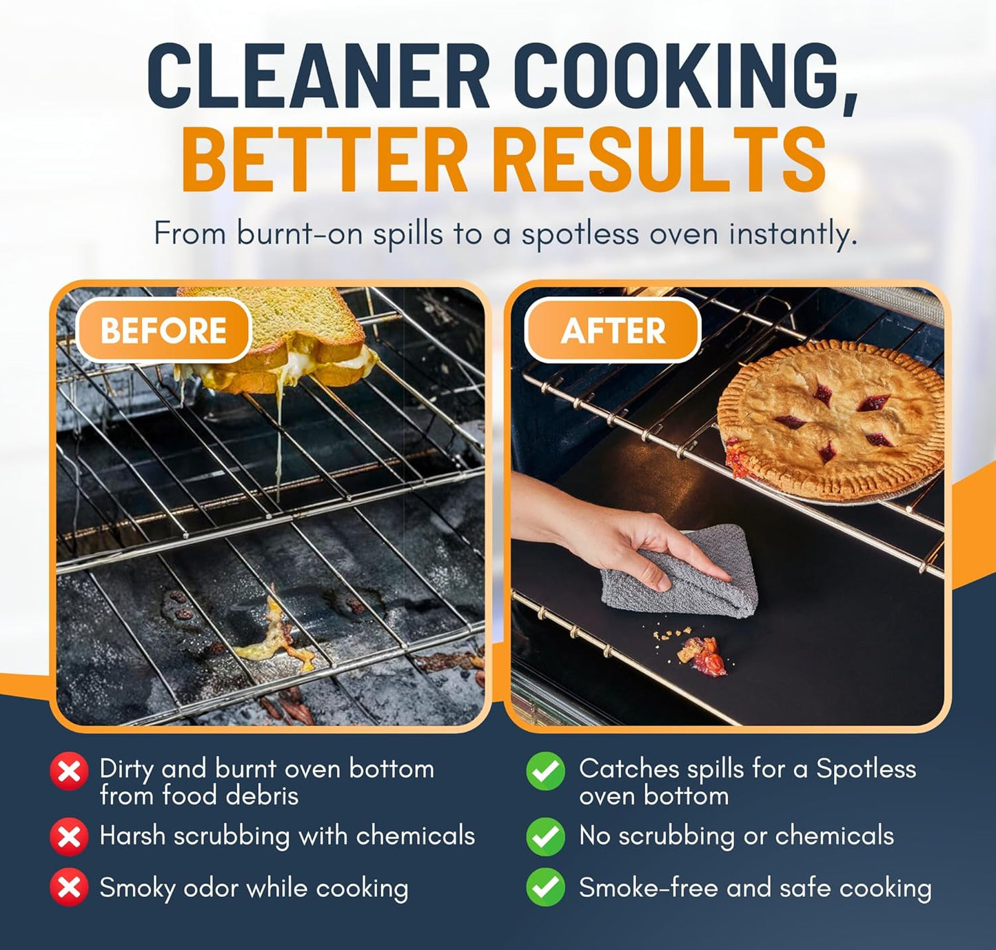 Oven Liners for Bottom of Oven - 2 Pack Large Heavy Duty Mats, 17”x25” Non-Stick Reusable Liner for Electric, Gas, Toaster Ovens, Grills - BPA & PFOA Free Kitchen Accessory to Keep Oven Clean (Black)