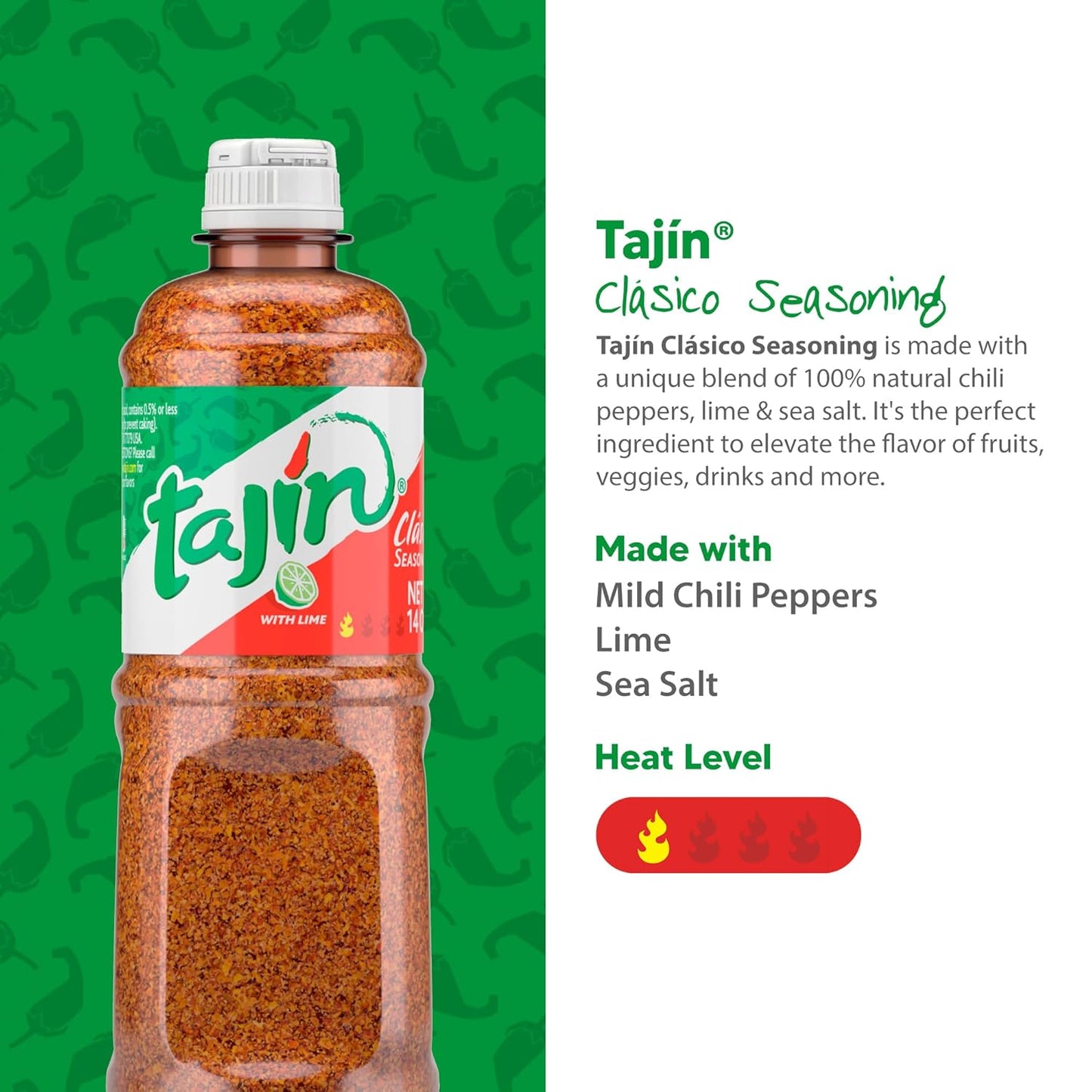 Tajin Clásico Seasoning Gluten-Free Authentic Mexican Chili Lime Spice Blend 14 oz (Pack of 2)