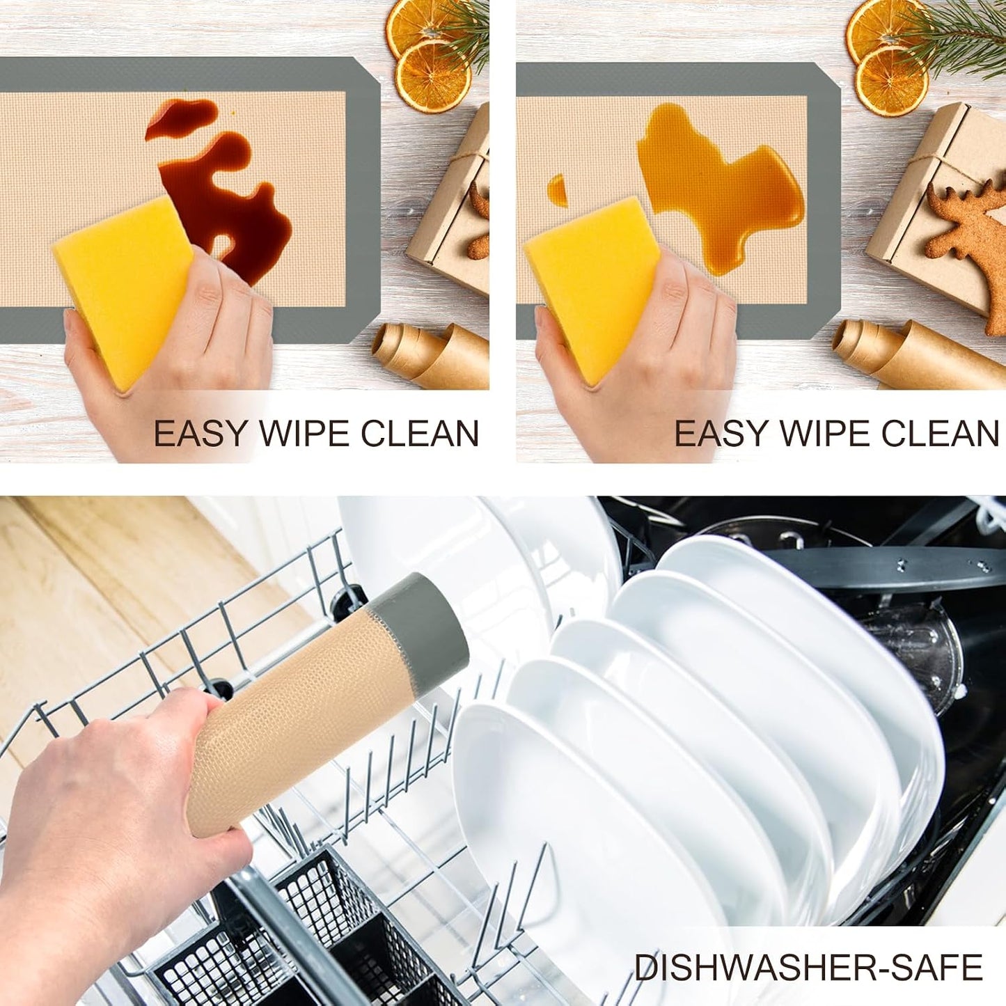 Koolstuffs Silicone Baking Mat, Nonstick and Reusable, 3 Pack | Dishwasher Cleanup, Less Need for Oil, Cooking Spray, No Parchment, Half and Quarter Sheet Sizes, Cookies, Bread, Pastries