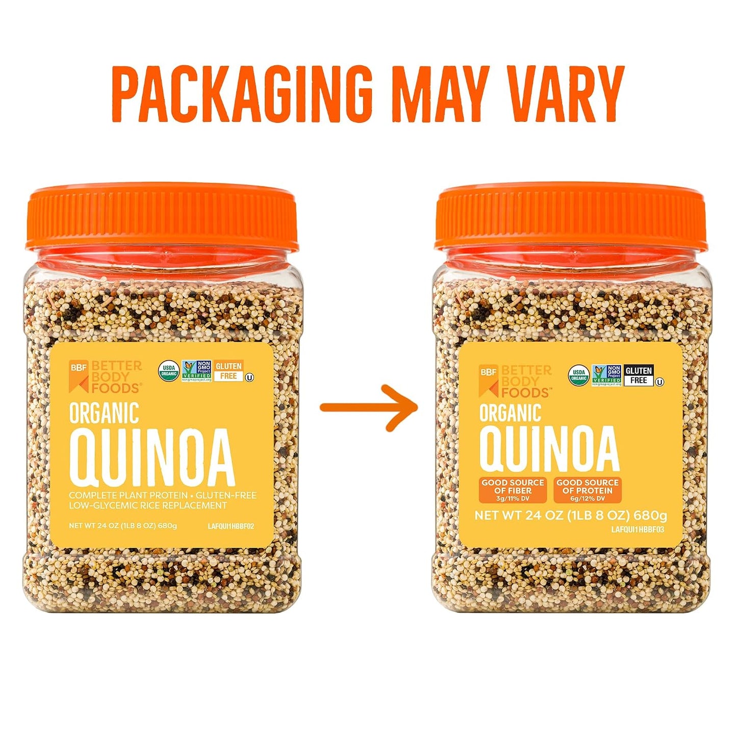 BetterBody Foods Organic Quinoa, 24 oz, Vegan, Gluten Free, Low Glycemic, USDA Organic