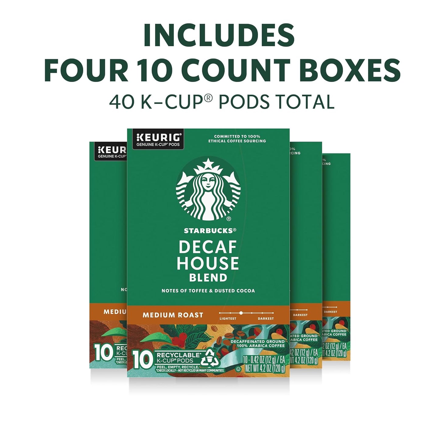 Starbucks Decaf House Blend Medium Roast K-Cup Coffee Pods for Keurig Brewers