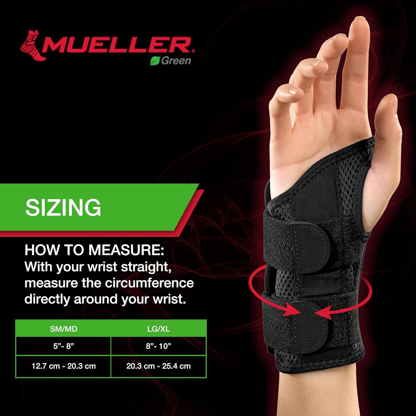 MUELLER Sports Medicine Green Fitted Wrist Brace for Carpal Tunnel Relief