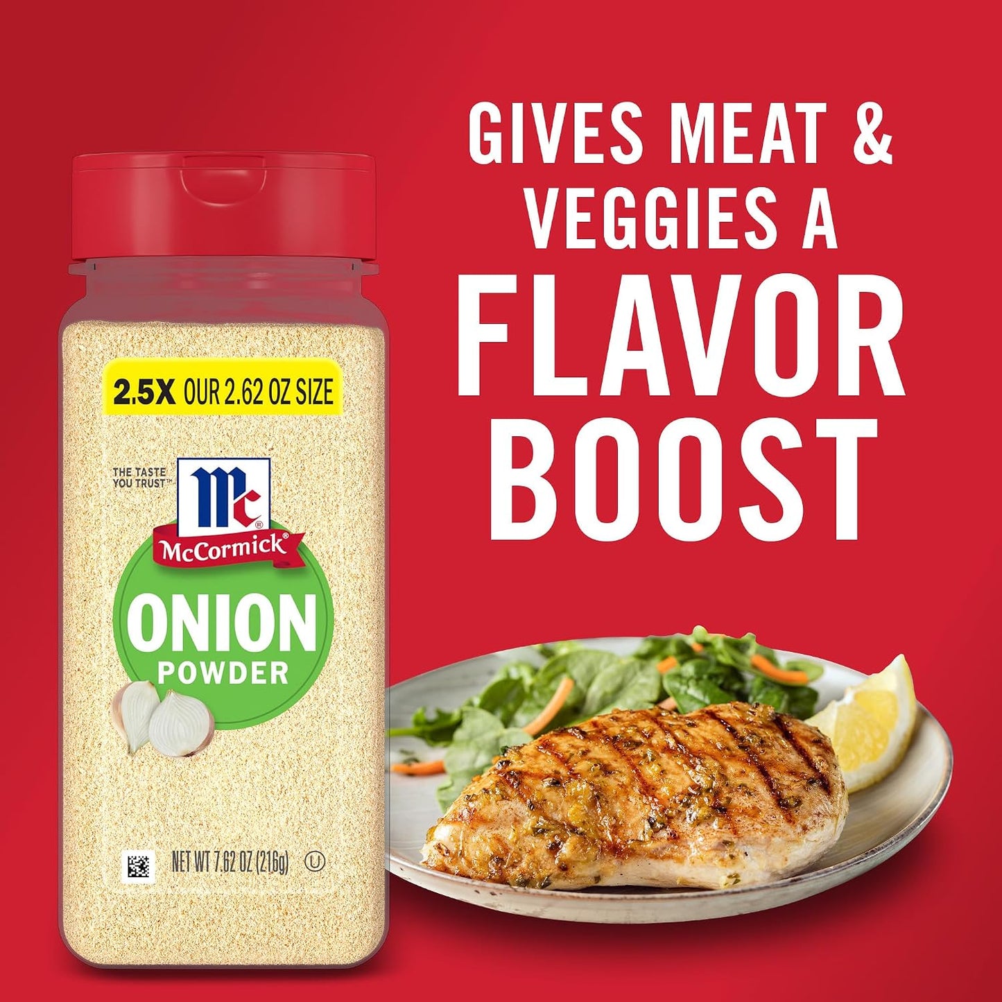 McCormick Non GMO Onion Powder, 7.62 oz, Made with Fresh Whole Onions, for Consistent Flavor in Meals & Recipes