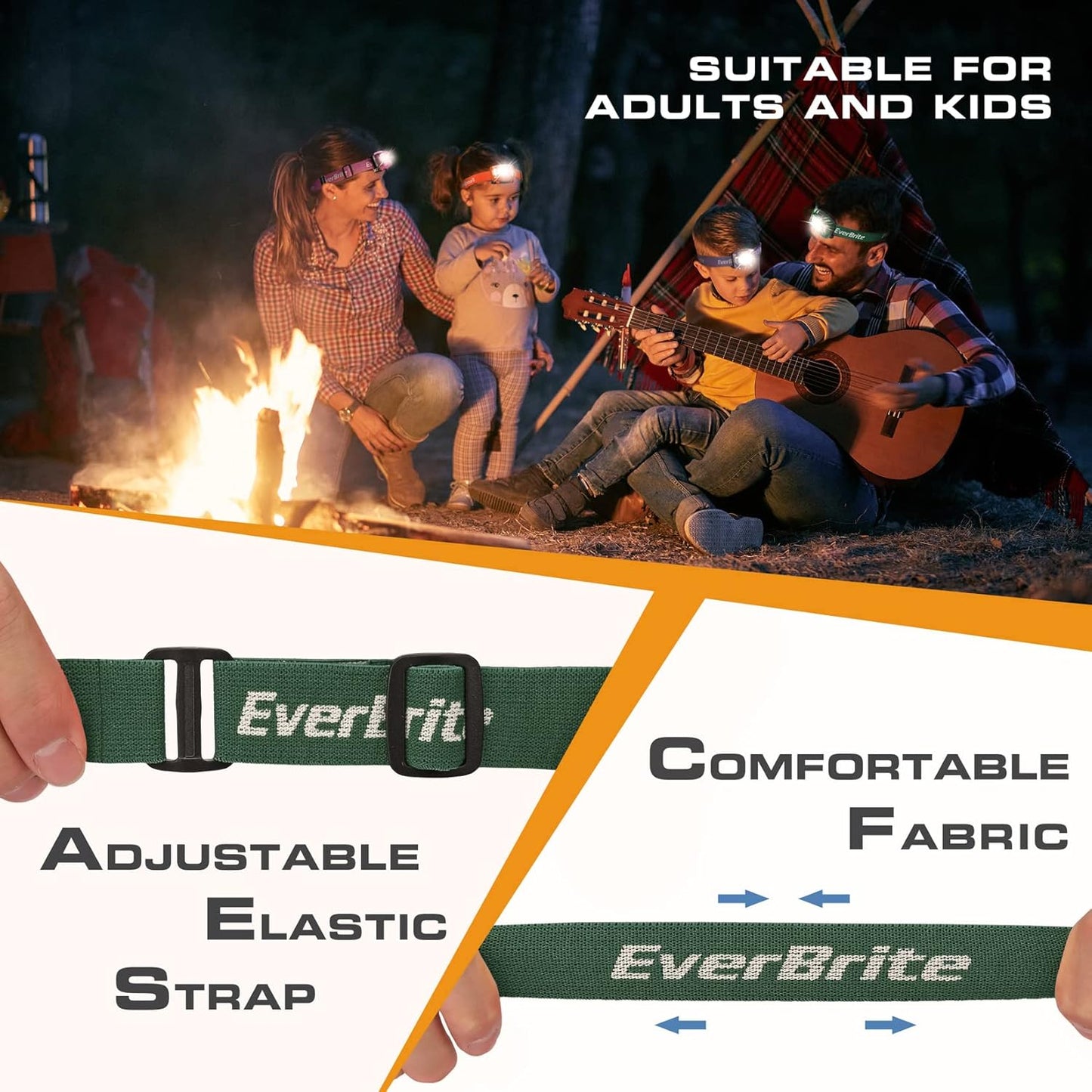 EverBrite Headlamp, 5 Pack Kids Headlamp with Red Light and Memory Function, Head Lamp for Adults and Kids with 5 Modes, Bright Headlamps for Camping, Running, Christmas Gifts, Batteries Included