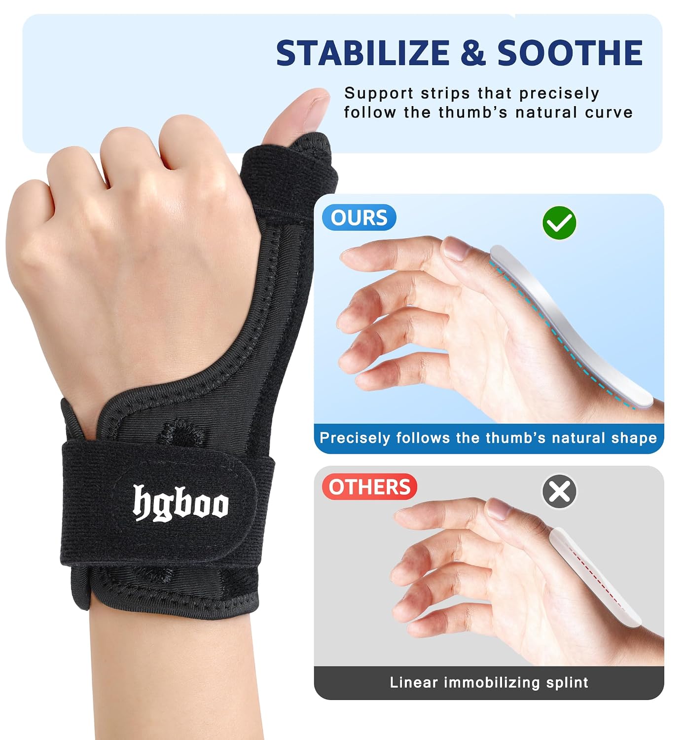 Thumb Spica Splint for Left or Right Hand, Adjustable Thumb Wrist Brace for Arthritis Relief